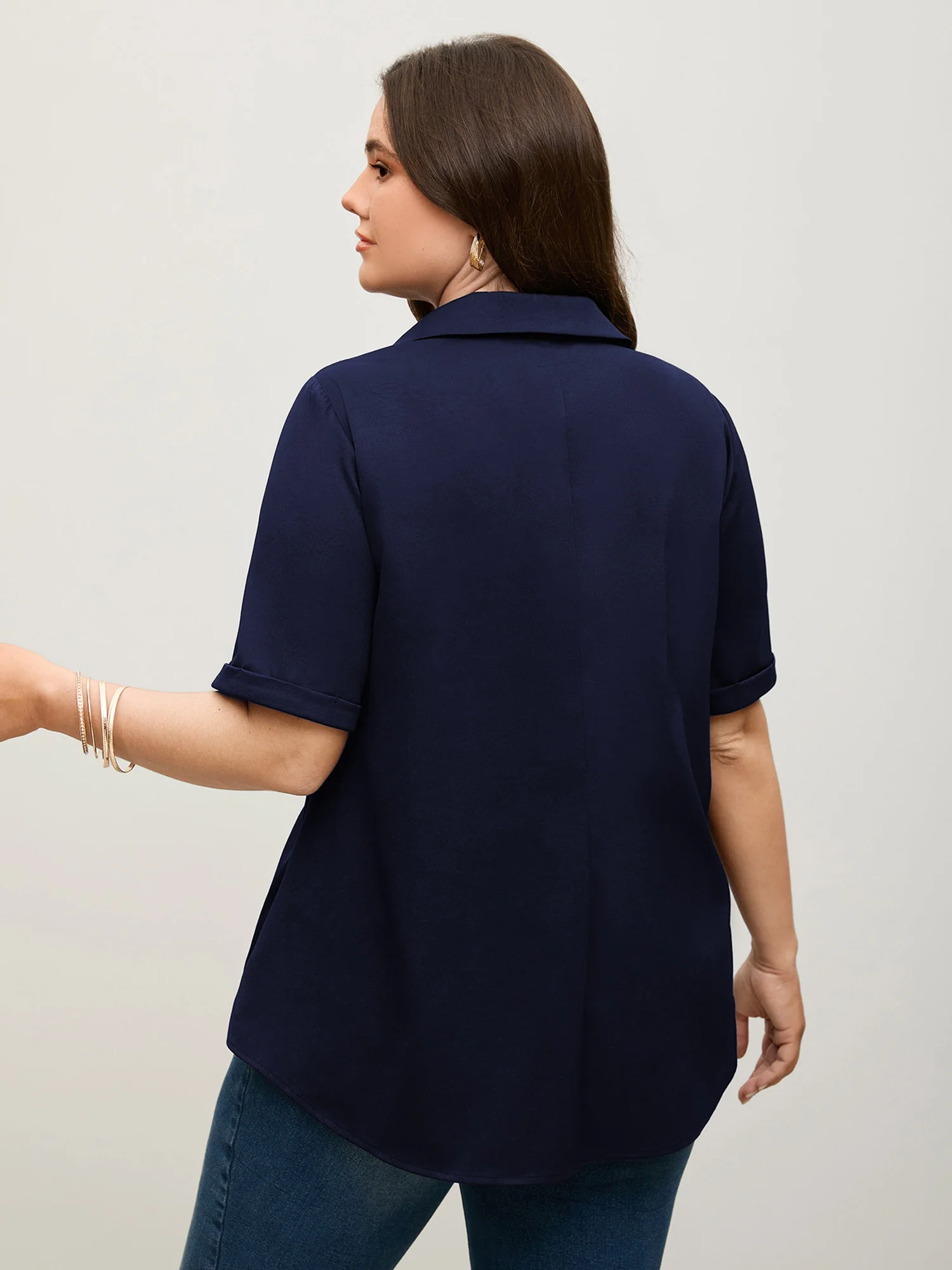 Knotted Front Asymmetrical Hem Blouse - Image 16
