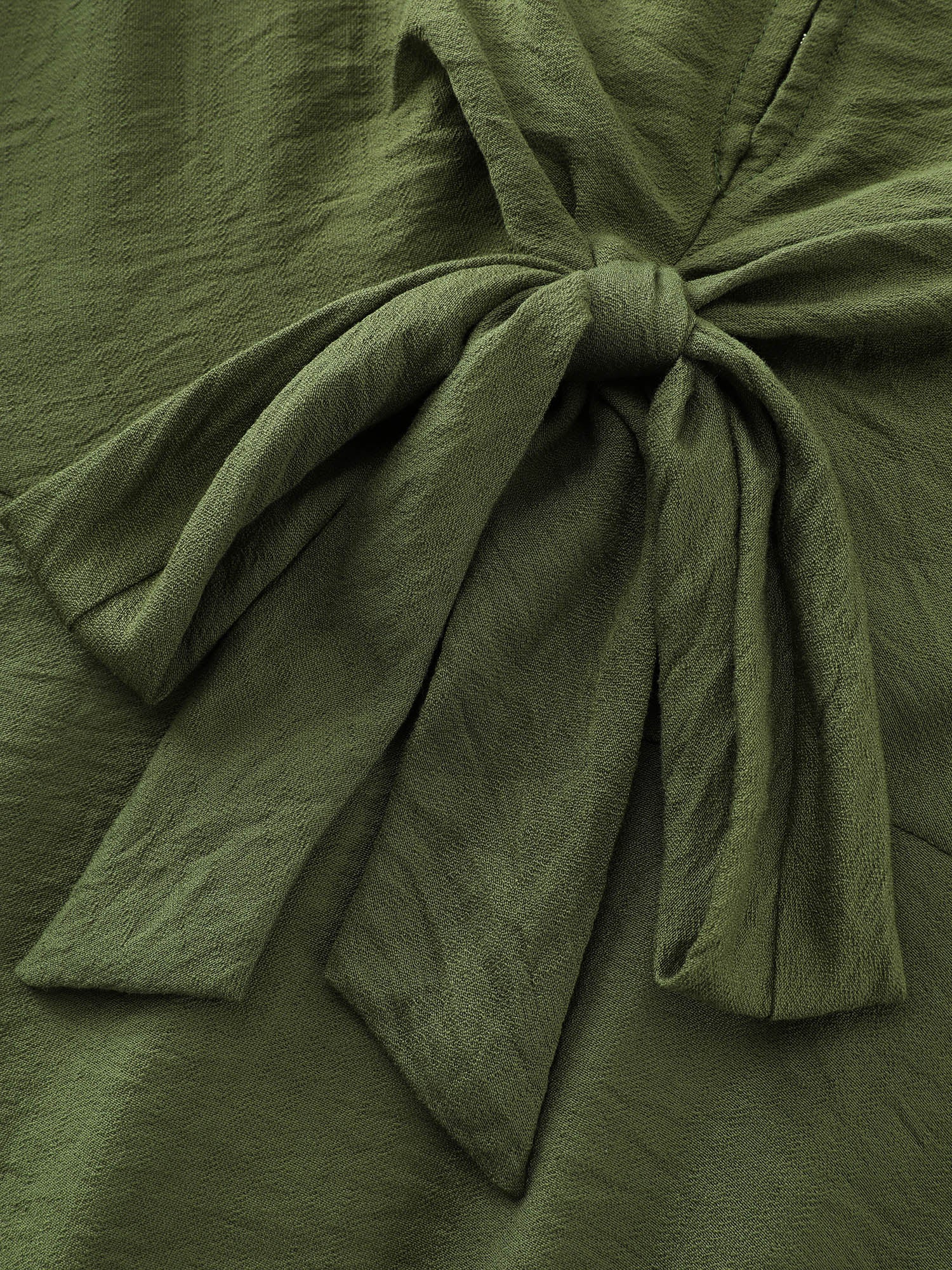 Knotted Front Collar Plain Midi Dress - Image 6