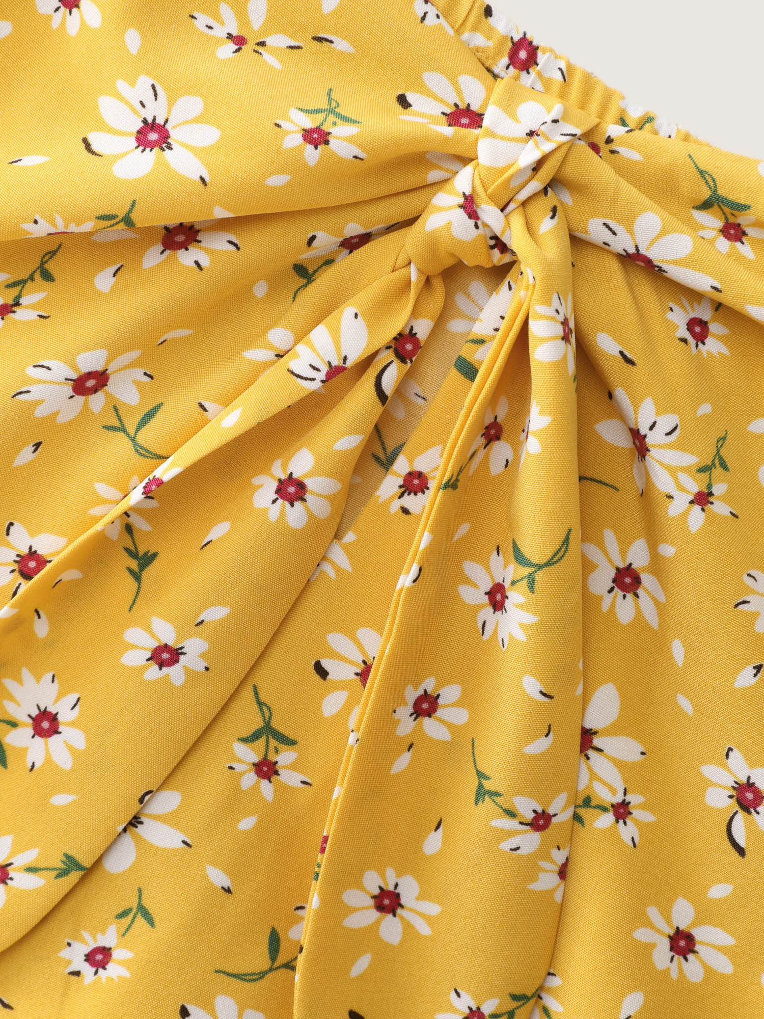 Knotted Front Daisy Floral Print Midi Dress - Image 5