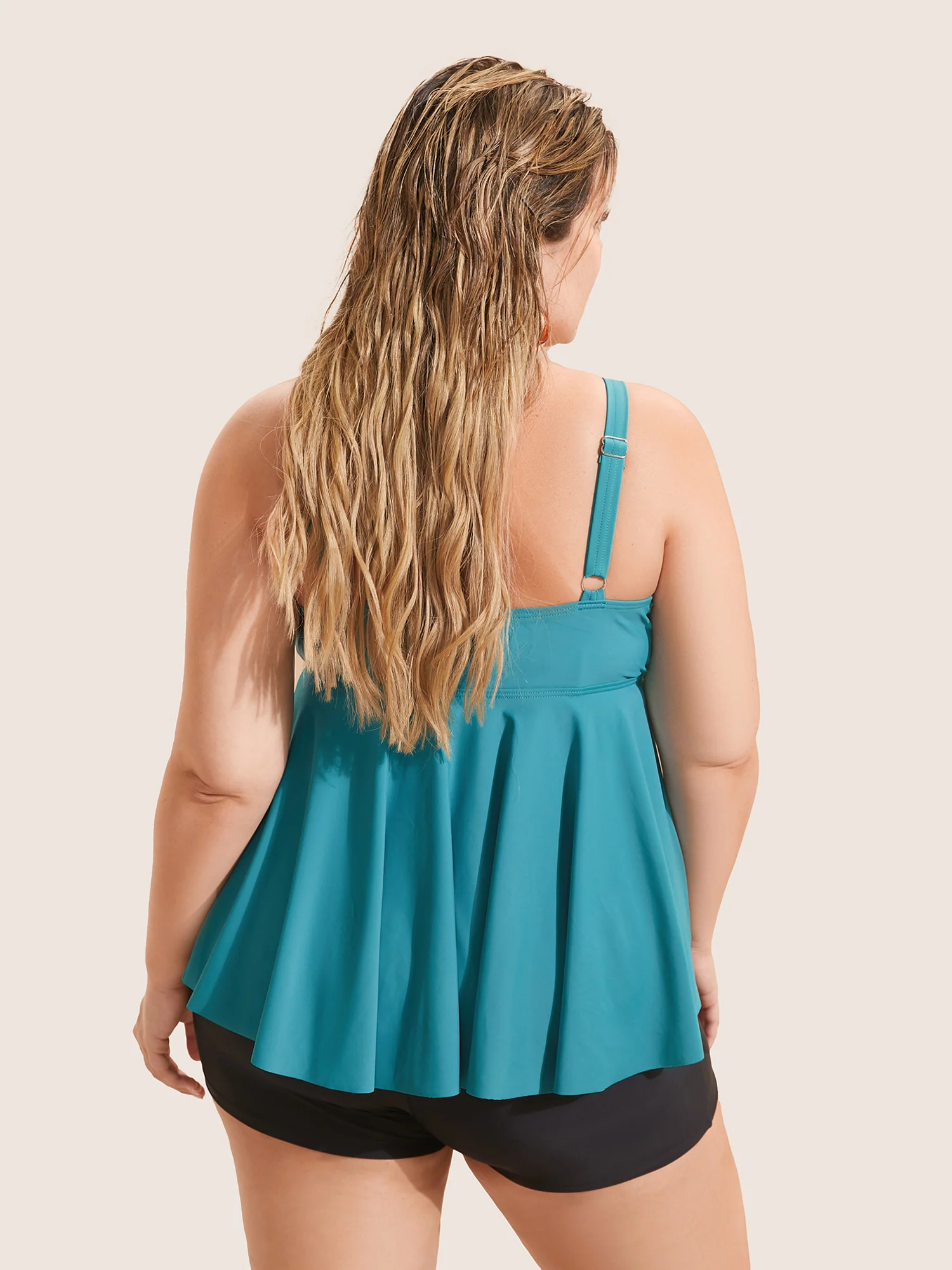 Knotted Front Ruffle Tiered Tankini Top - Image 18