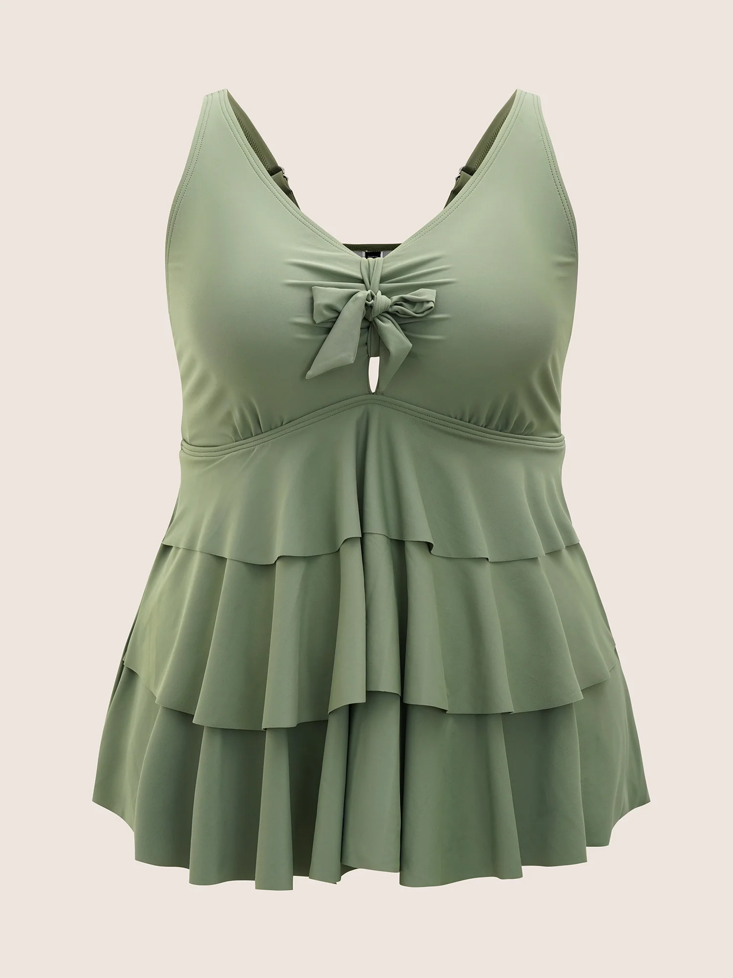 Knotted Front Ruffle Tiered Tankini Top - Image 7