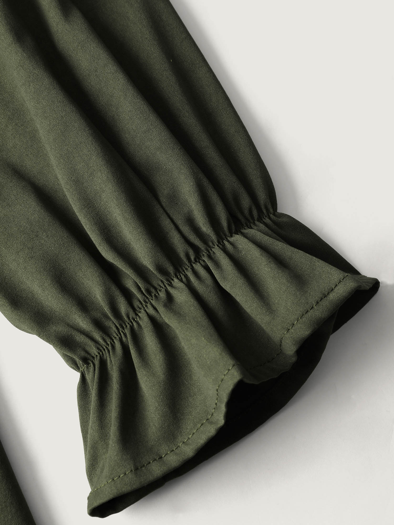 Knotted-Front Stretch Cuff Sleeve Blouse - Image 6