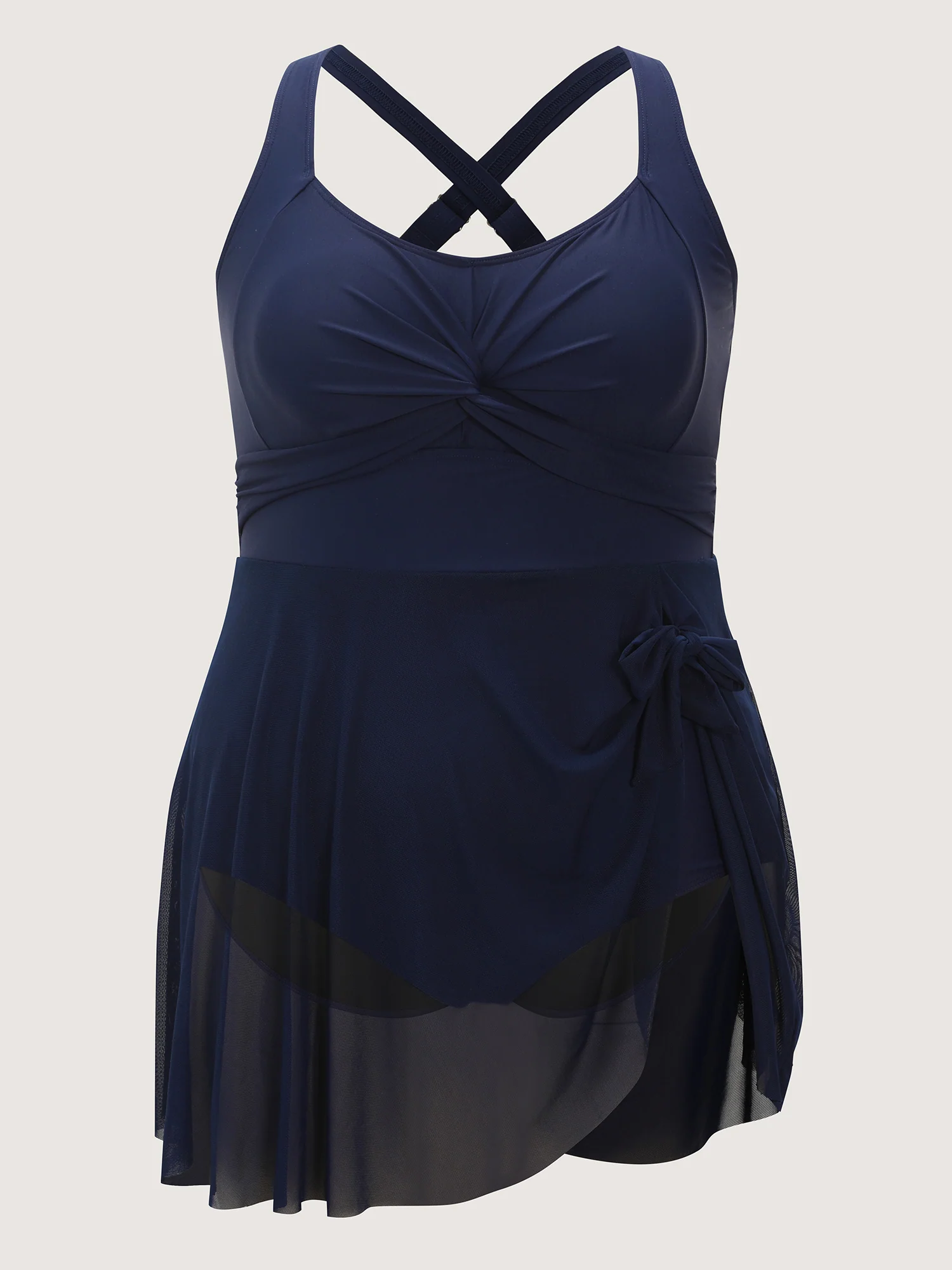 Knotted Hem Twist Front Swim Dress - Image 8