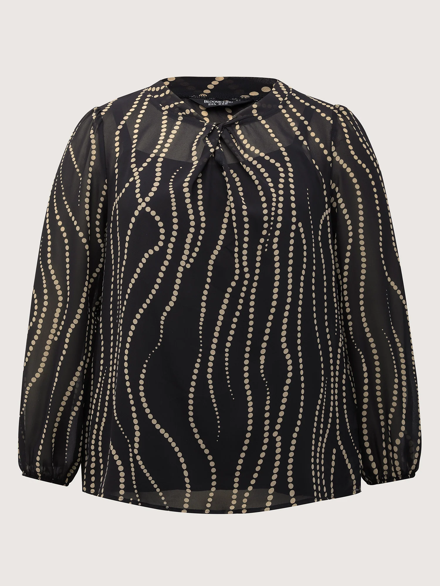 Knotted Neckline Chiffon Print Blouse - Image 5