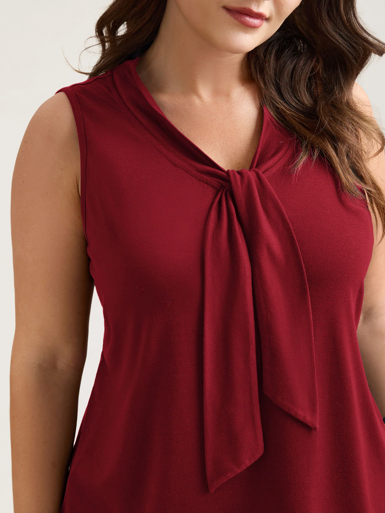 Knotted Neckline Fitted Sleeveless Blouse - Image 13