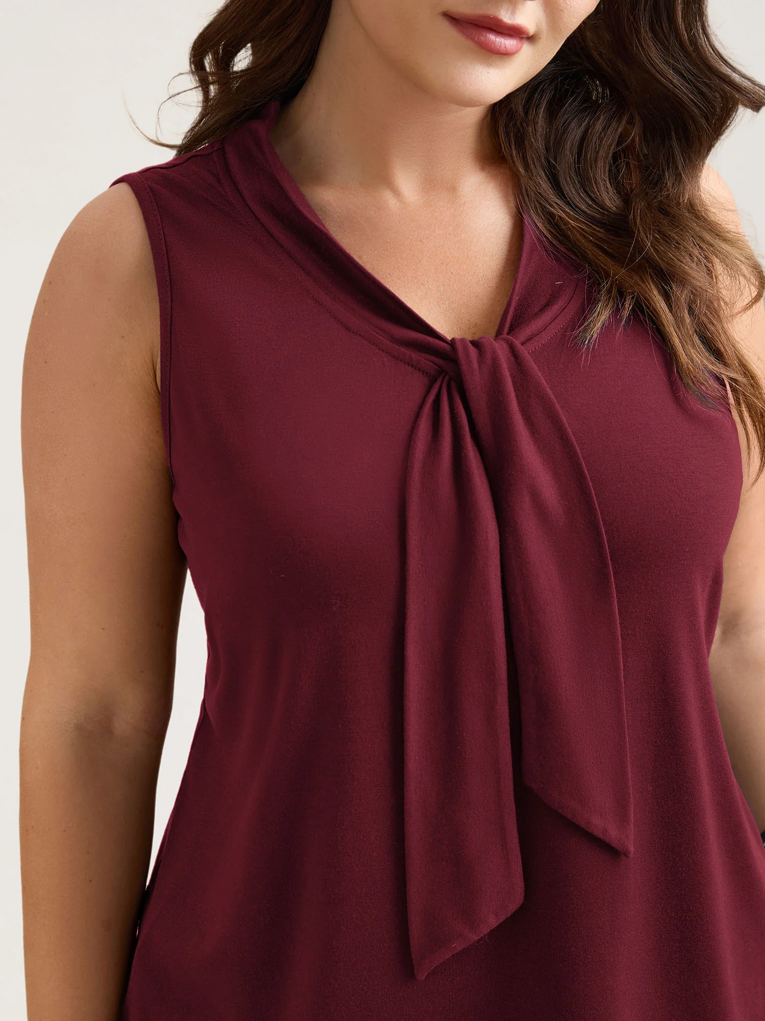 Knotted Neckline Fitted Sleeveless Blouse - Image 25