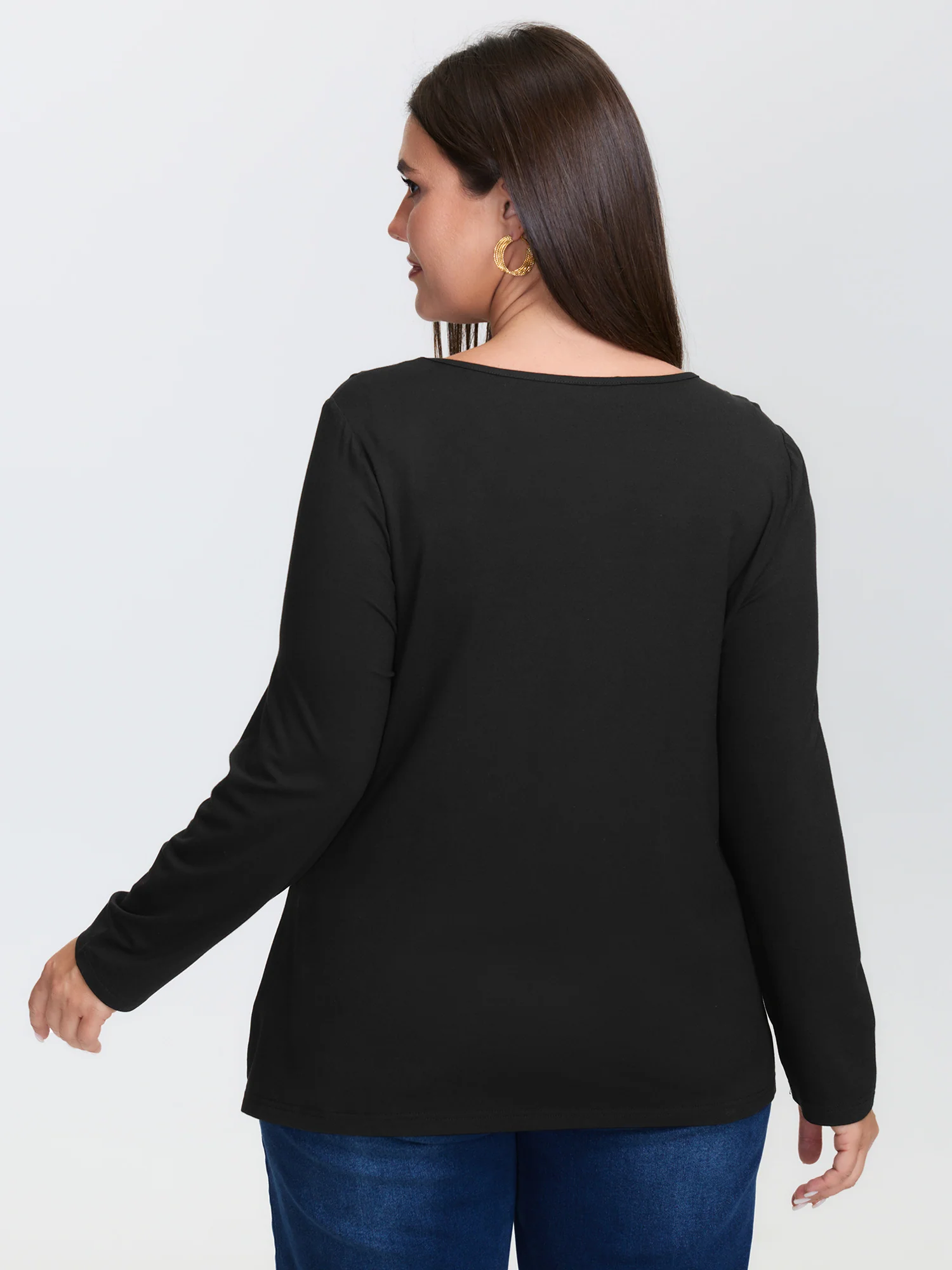 Knotted Side Neckline Stretchy Knit Top - Image 4