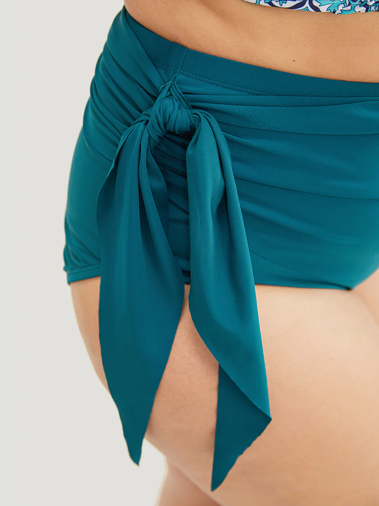 Knotted Side Ruched Bikini Bottom - Image 5