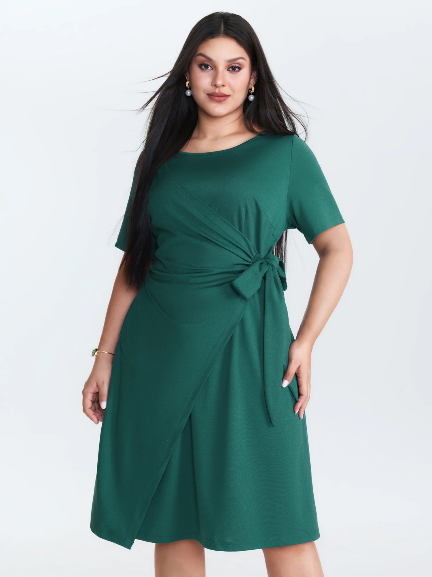 Knotted Side-Tie Wrap Mini Dress