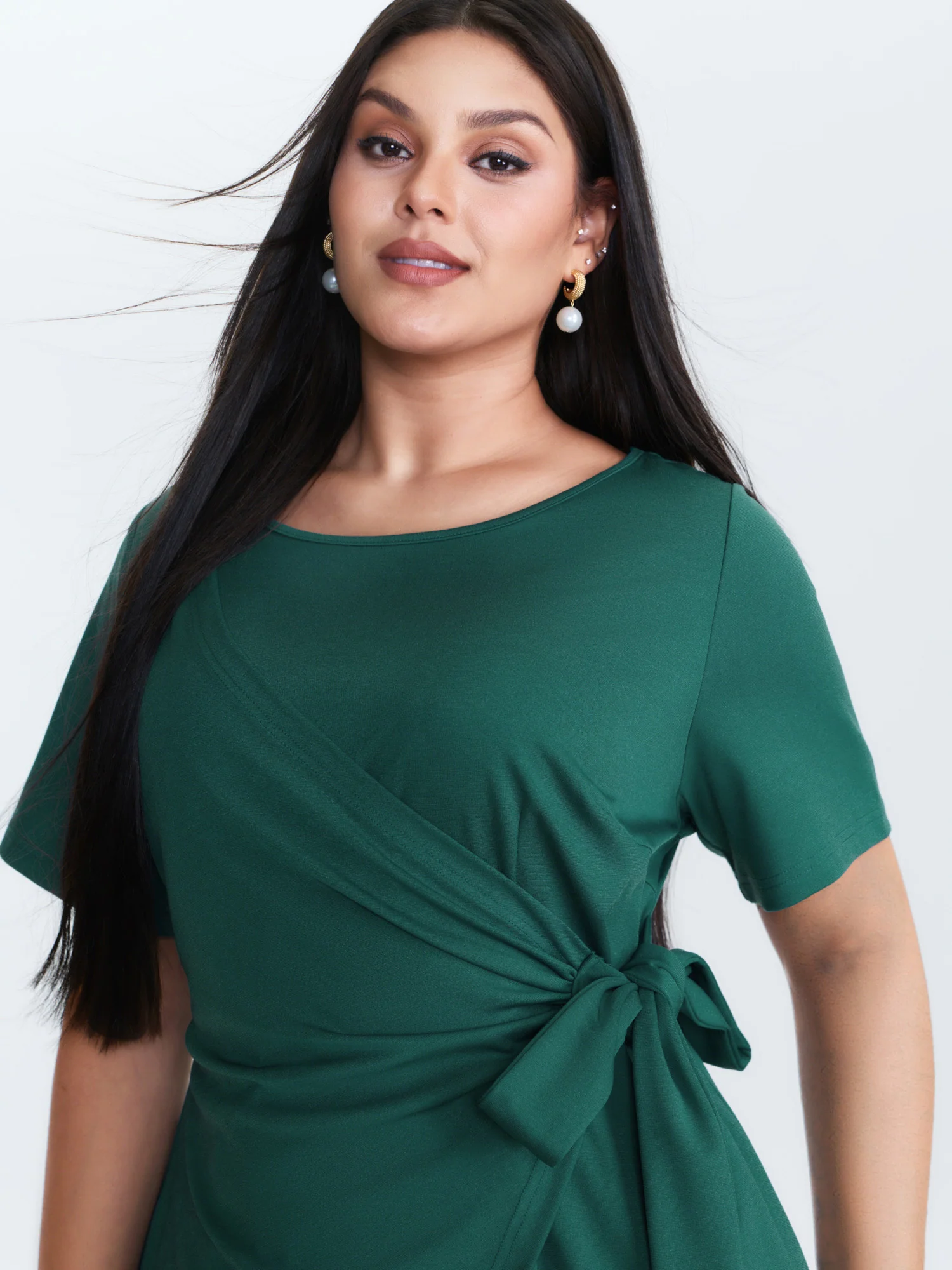Knotted Side-Tie Wrap Mini Dress - Image 2
