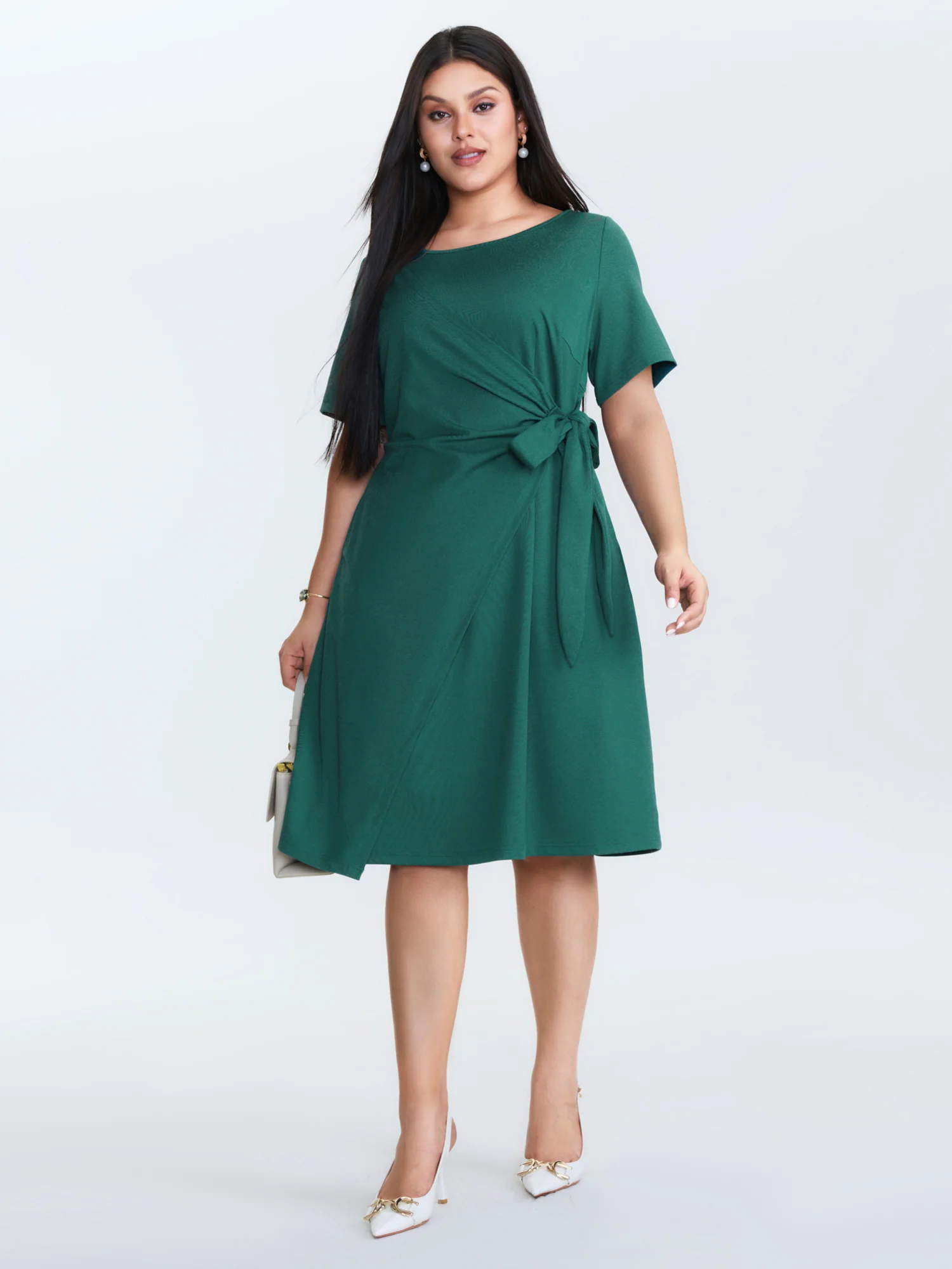 Knotted Side-Tie Wrap Mini Dress - Image 3