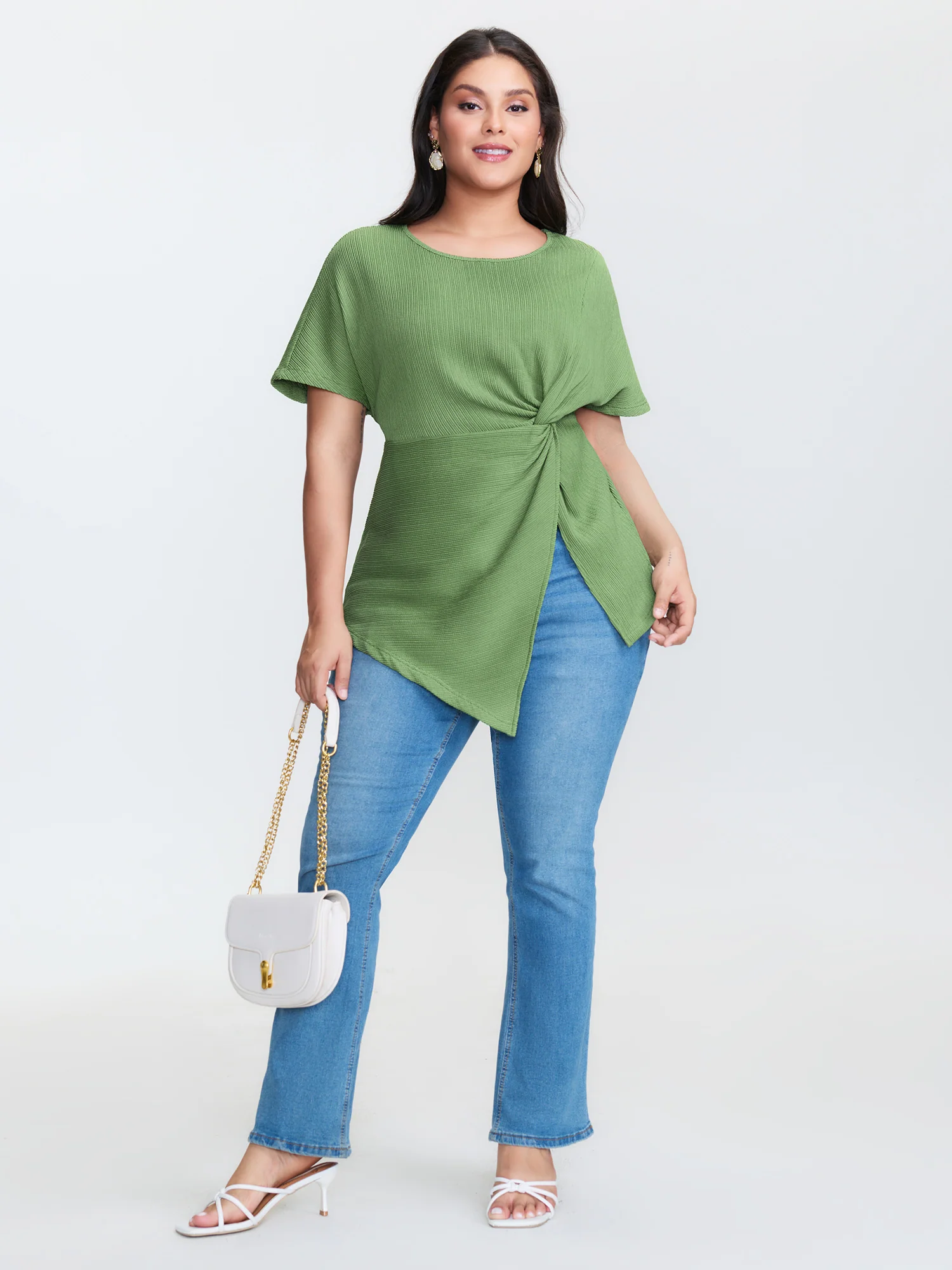Knotted Side Waist Slit T-Shirt - Image 3