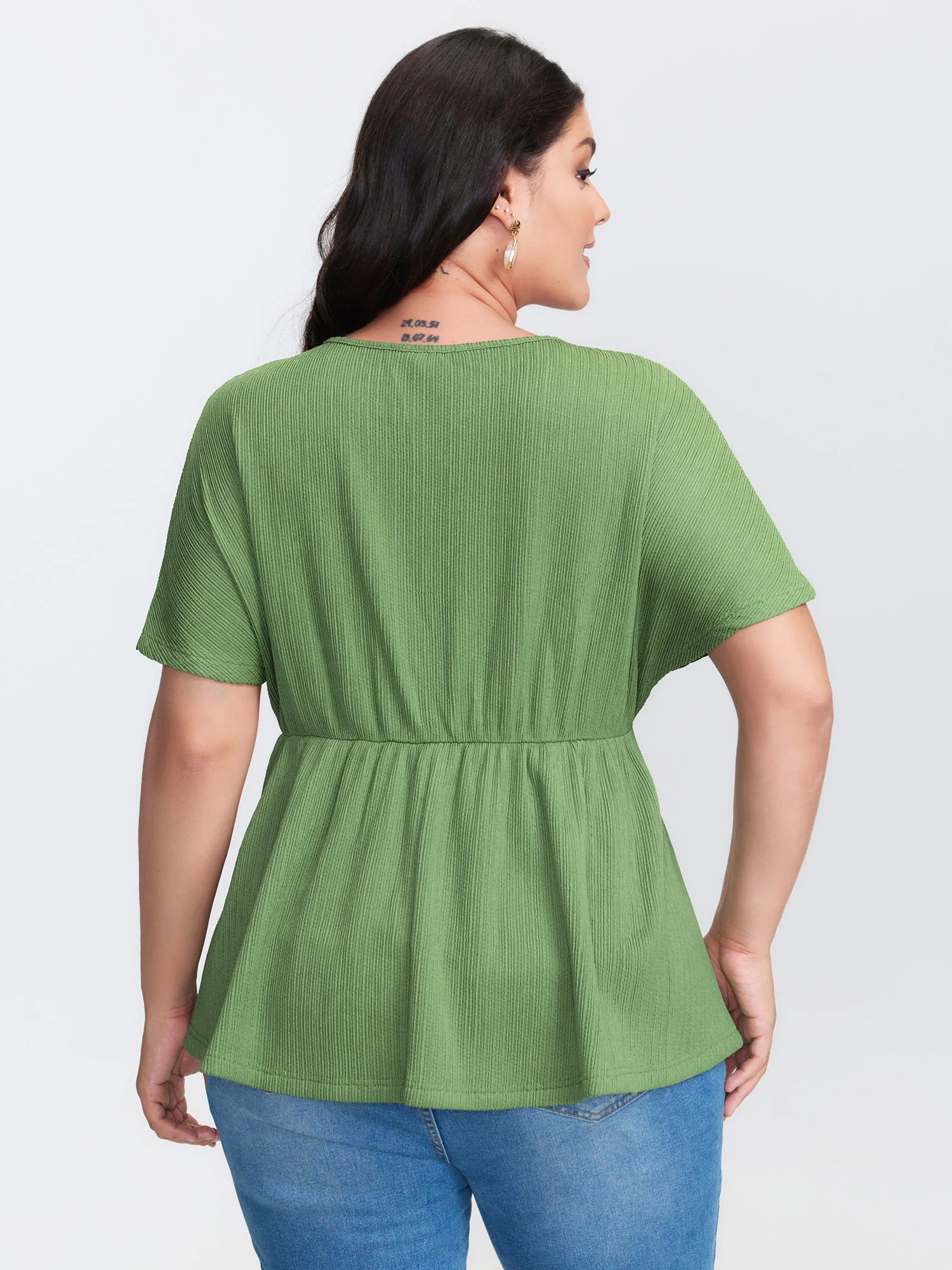 Knotted Side Waist Slit T-Shirt - Image 4