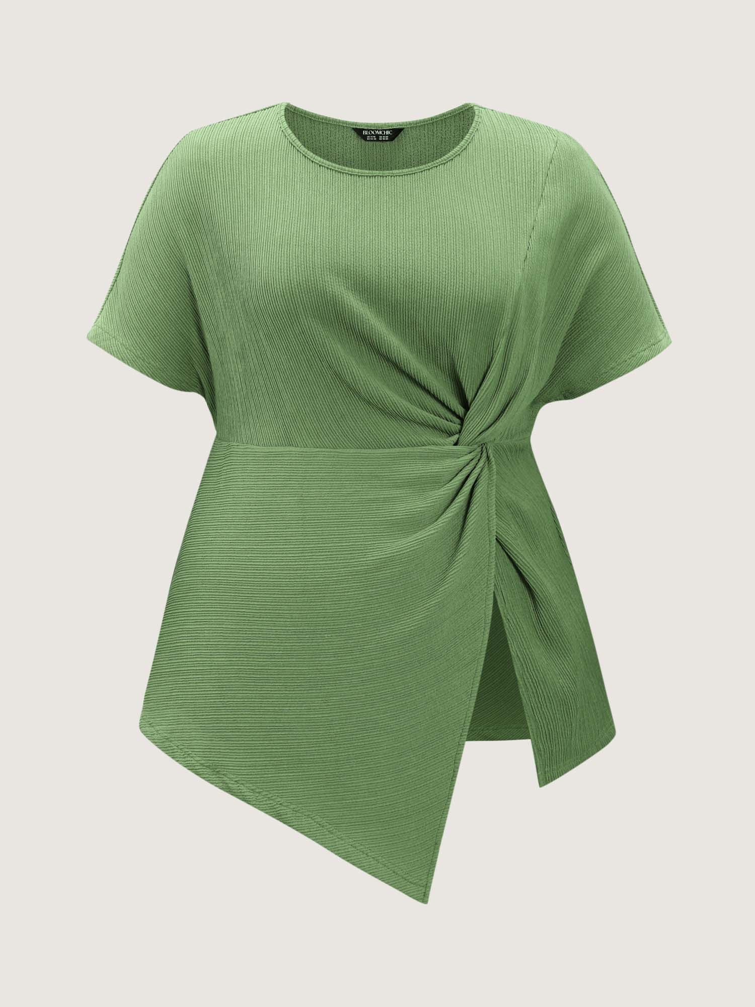 Knotted Side Waist Slit T-Shirt - Image 6