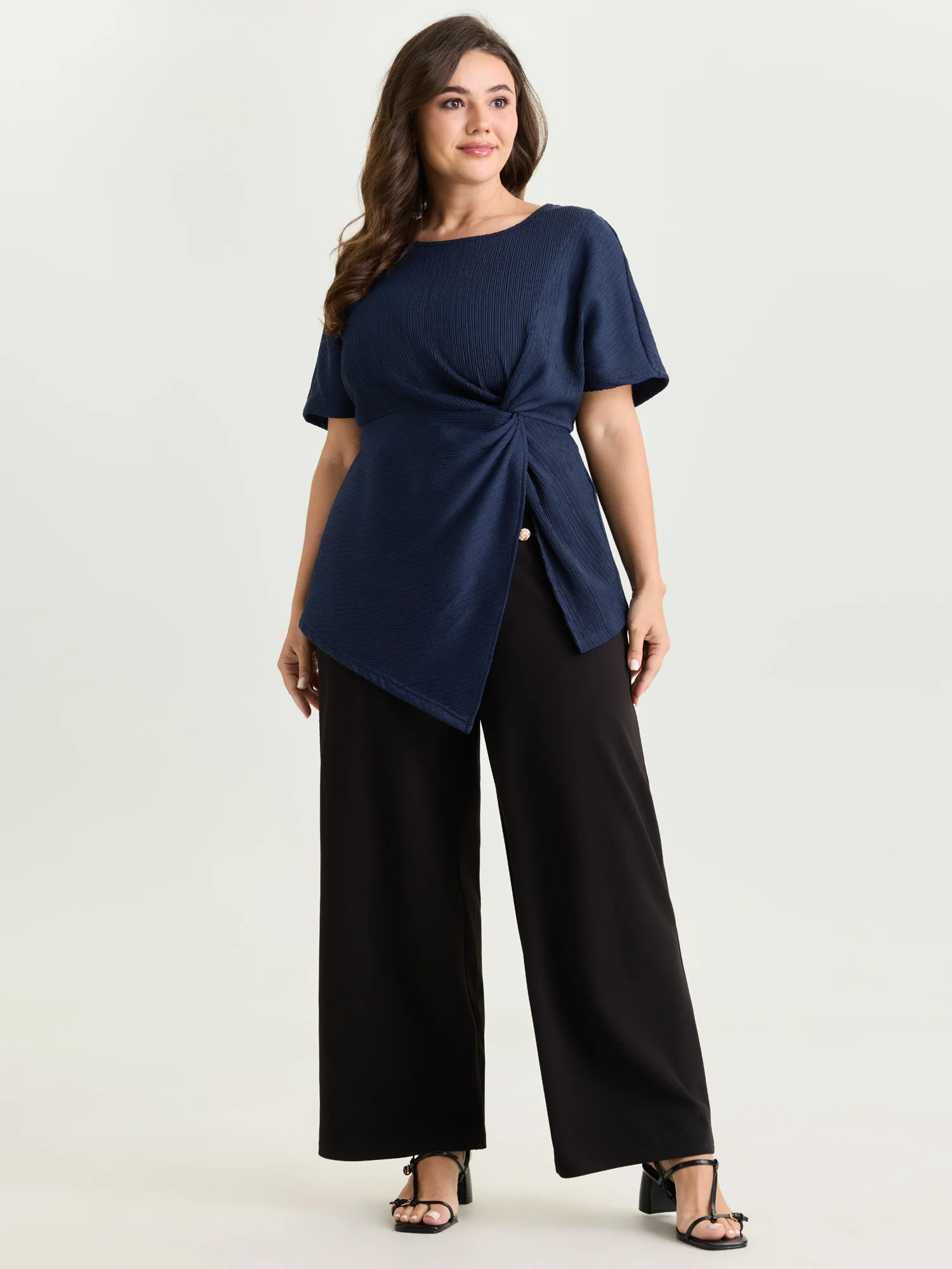 Knotted Side Waist Slit T-Shirt - Image 9