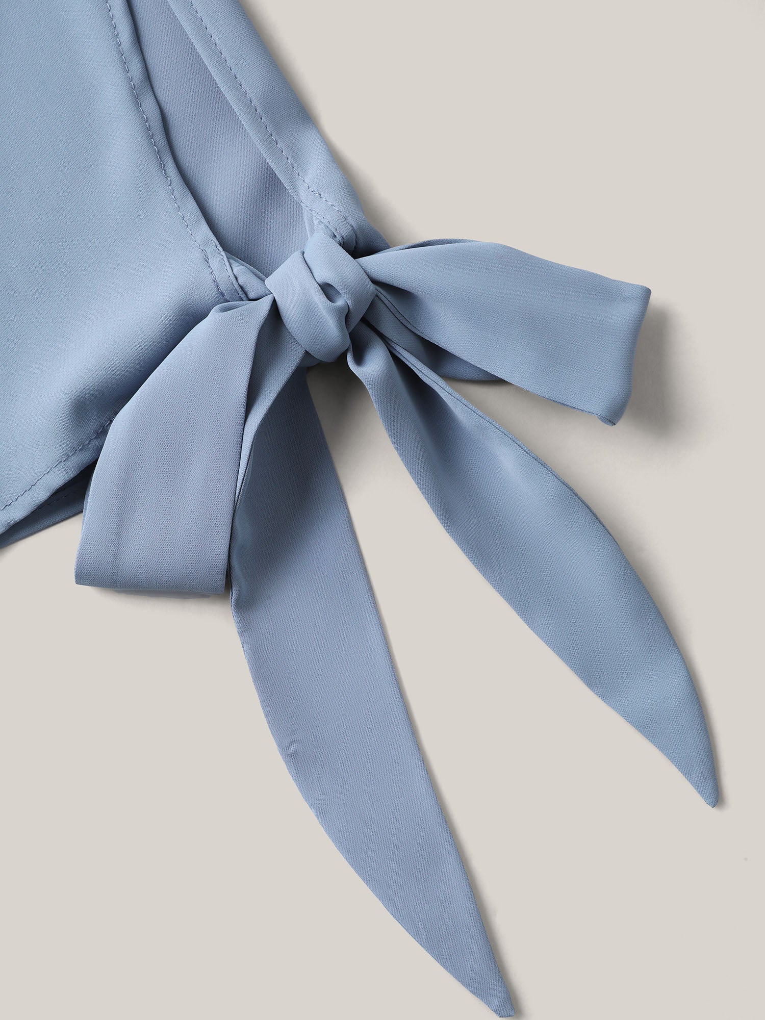 Knotted Sleeve Pearl Detail Keyhole Blouse - Image 6