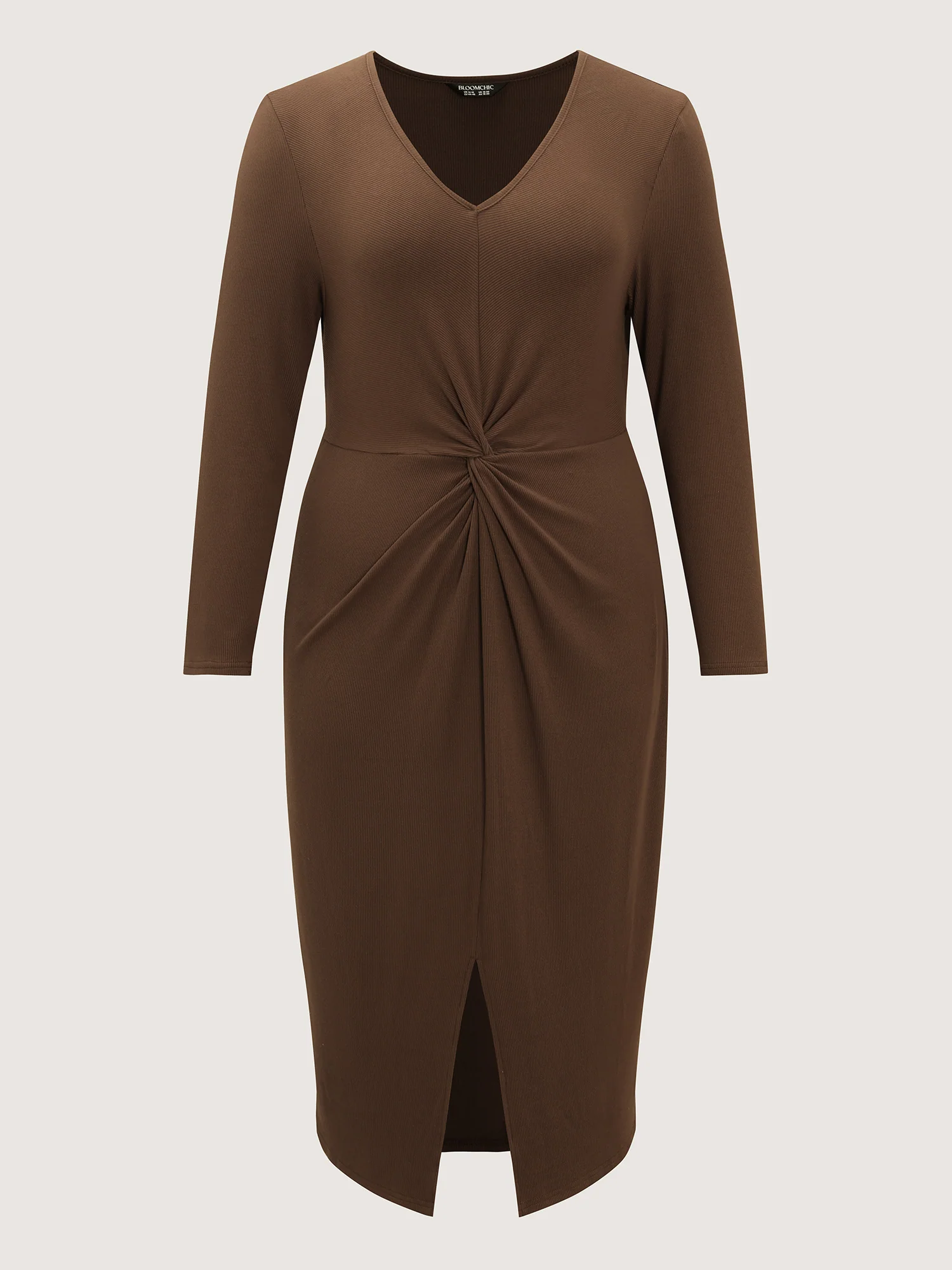 Knotted Waist-Defining V-Neck Midi Dress - Image 8
