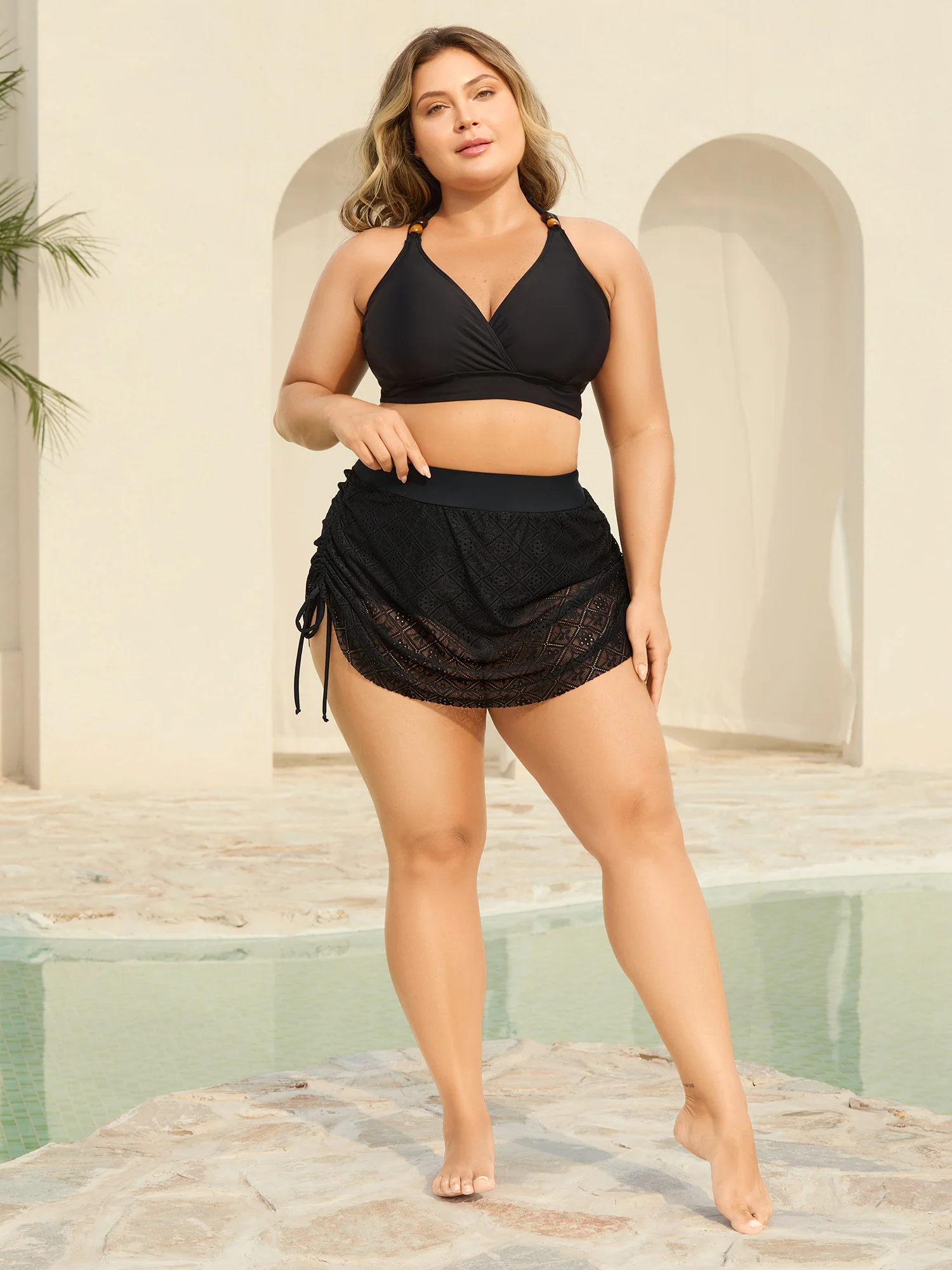 Lace Adjustable Coverage Drawstring Swim Bottoms - Image 4