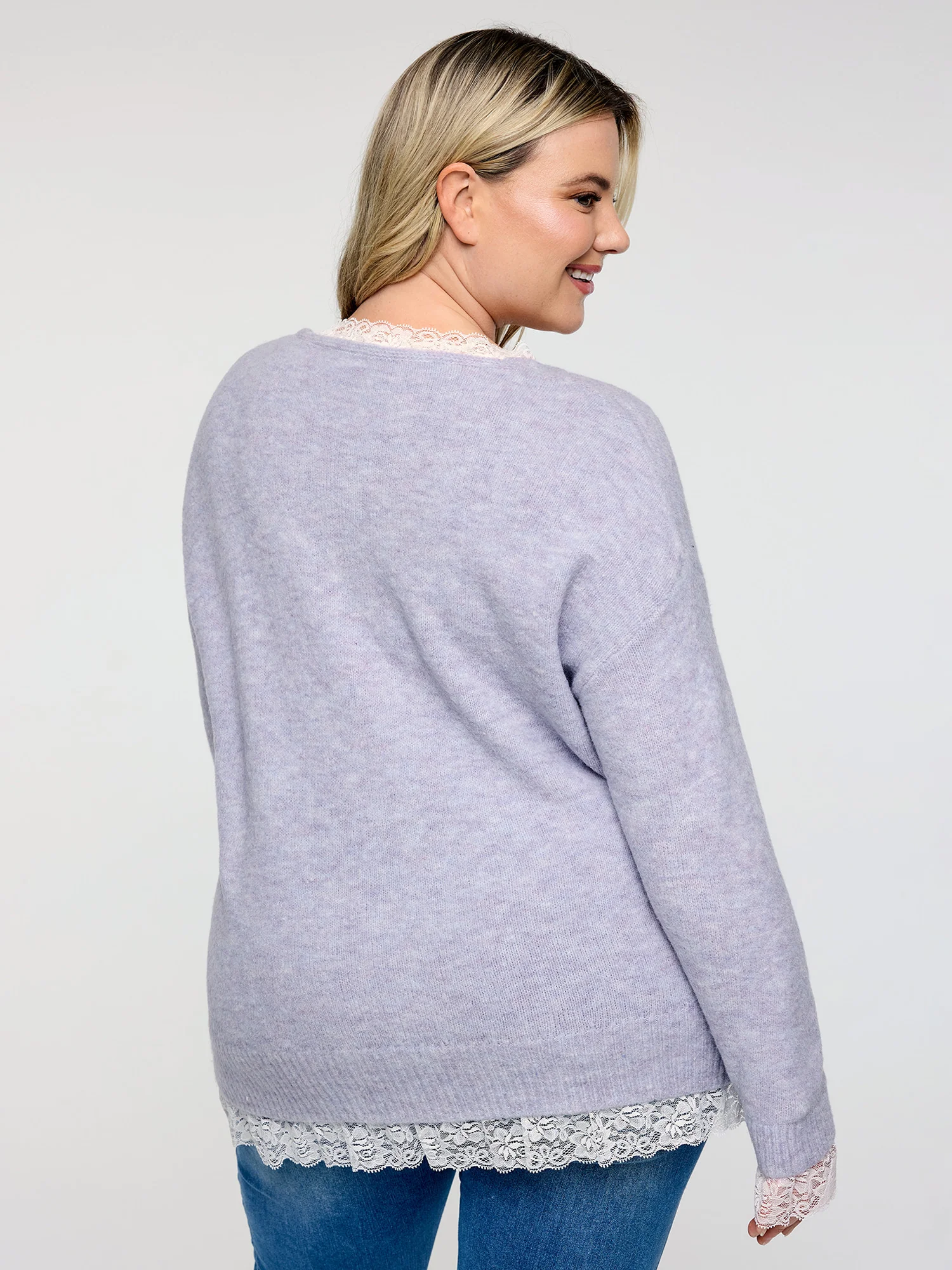 Lace Bowtie V-Neck Pullover - Image 5