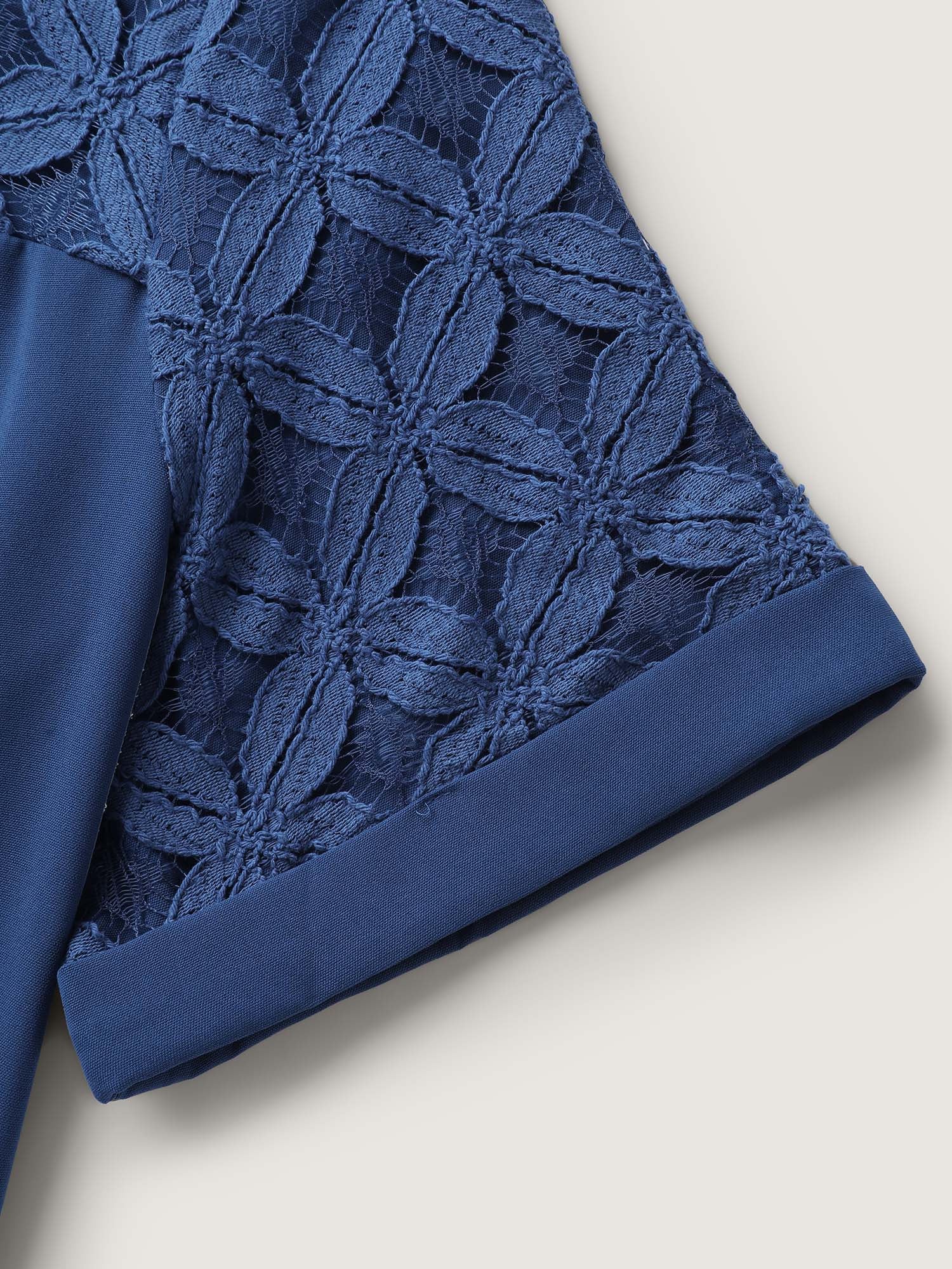 Lace Button Down Solid Shirt - Image 7