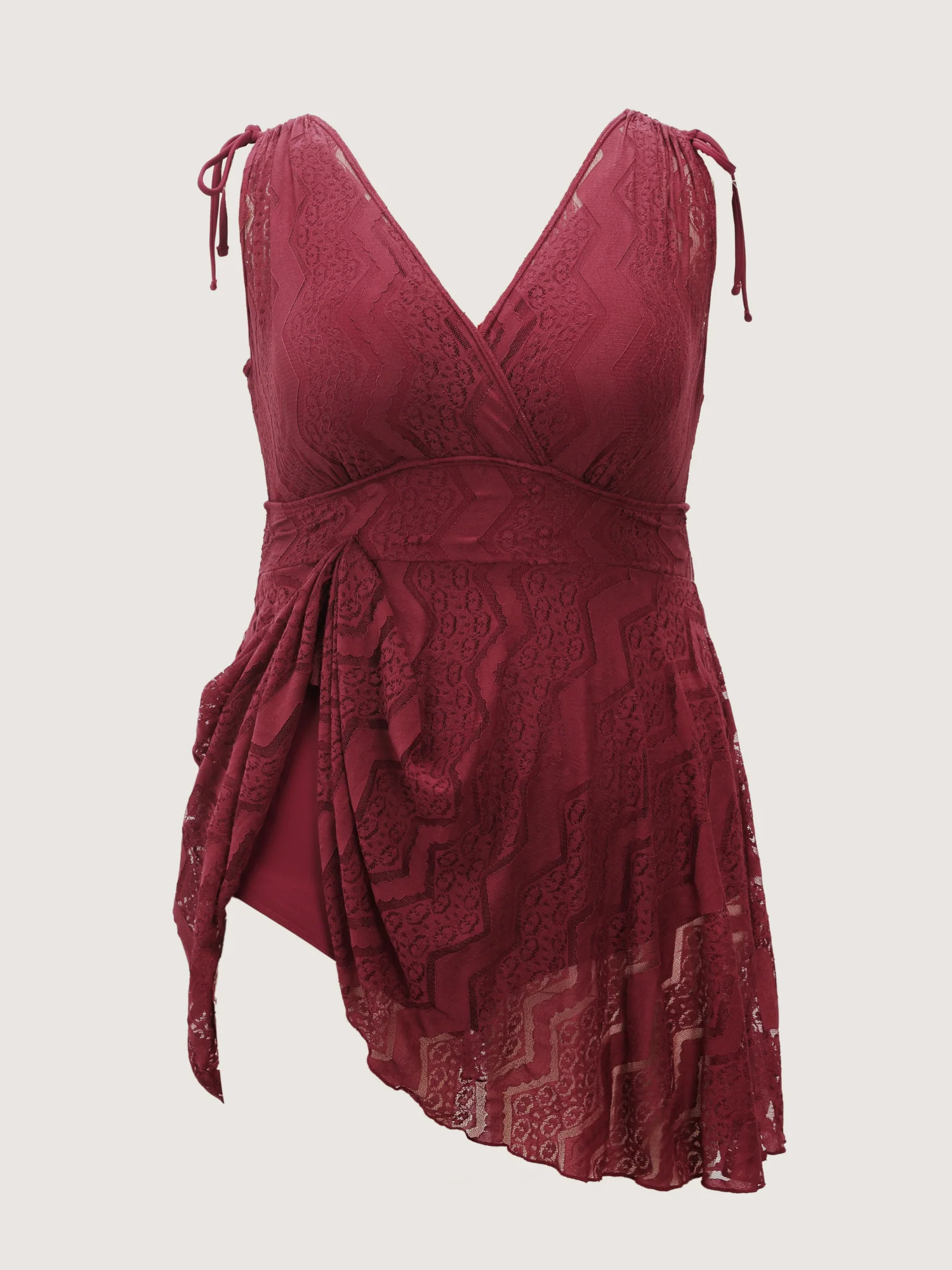 Lace Channel Drawstring Swim Dress - Image 6