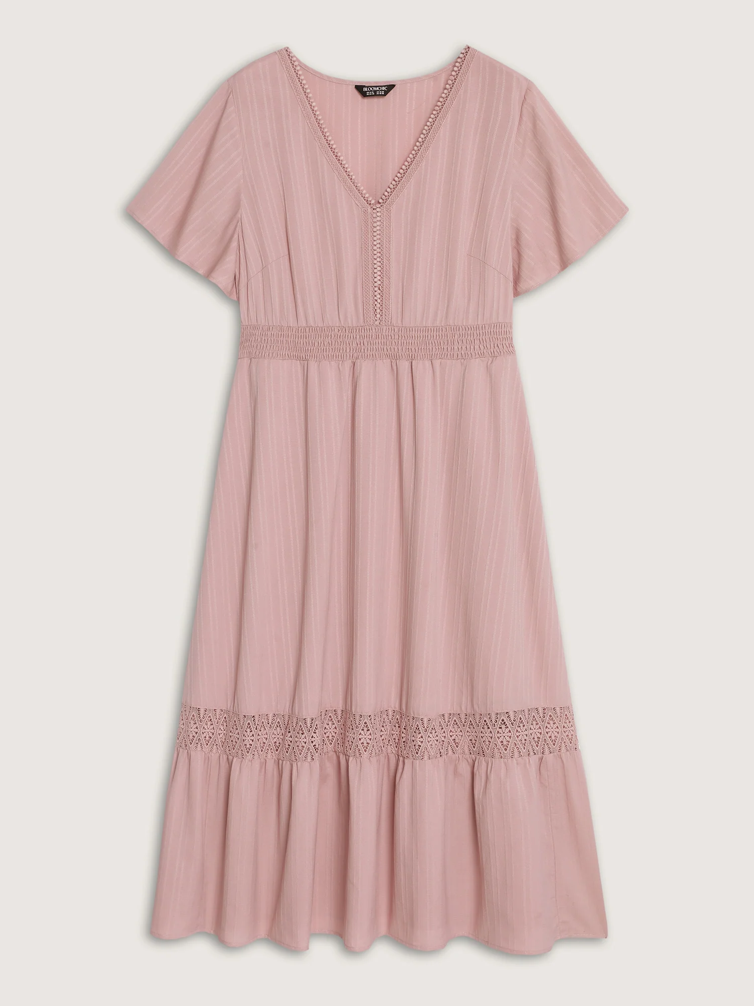 Lace Cinched-Waist V-Neckline Maxi Dress - Image 7