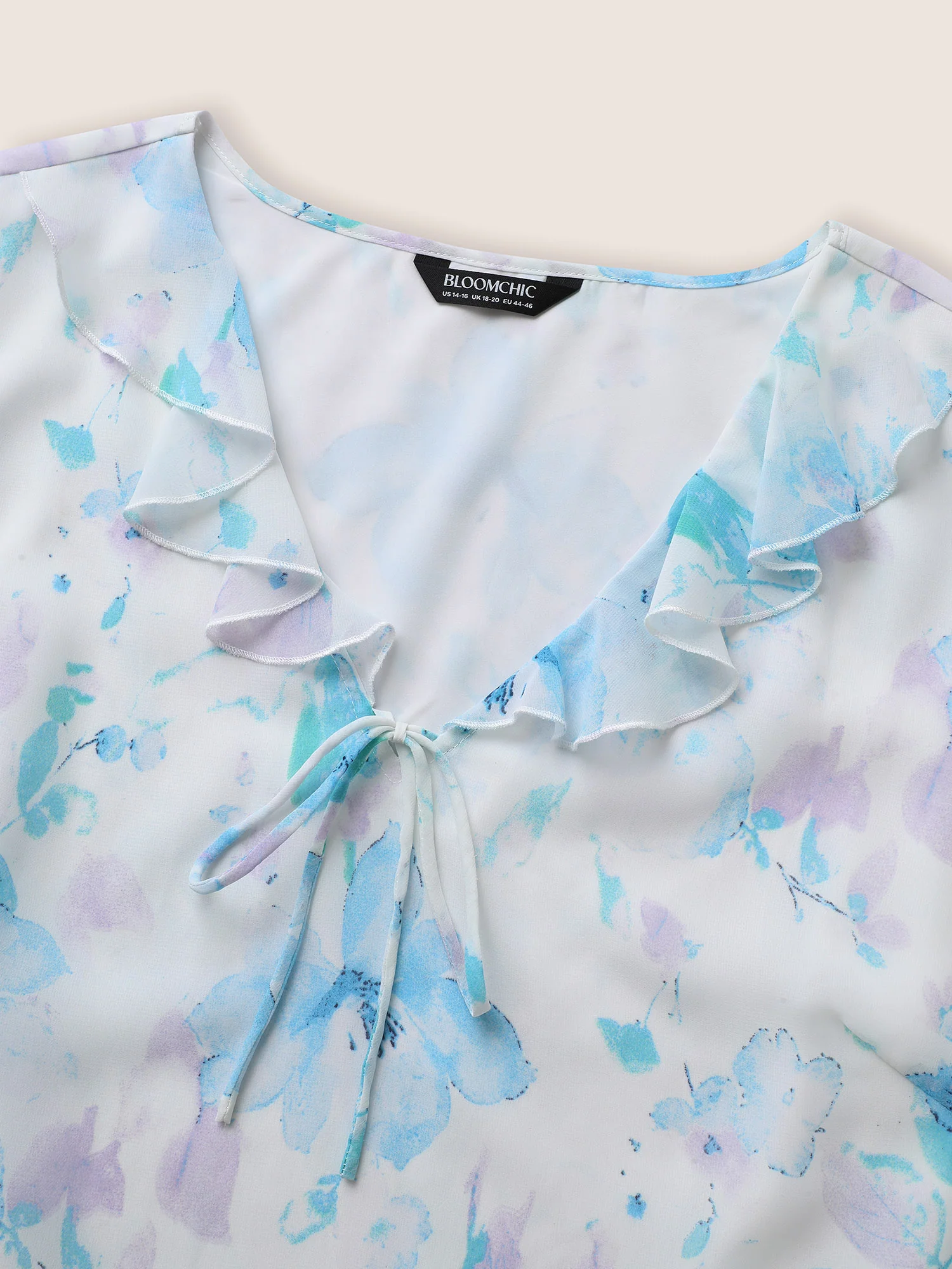 Lace Collar Floral Ruffle Trim Blouse - Image 5