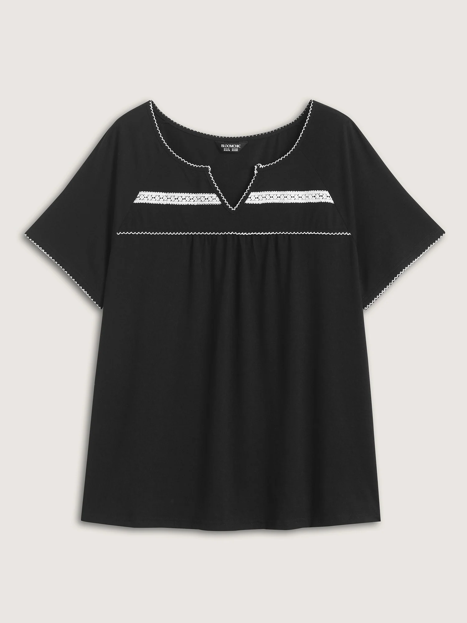 Lace Color Contrast Pleated T-Shirt - Image 8