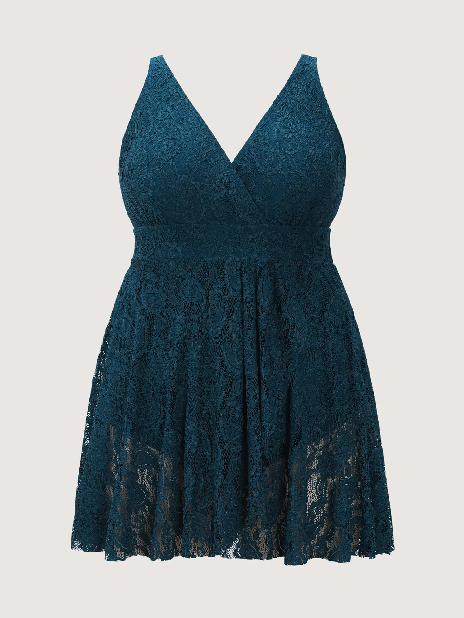 Lace Curvy Hem Fit And Flare Swim Dress - Image 5