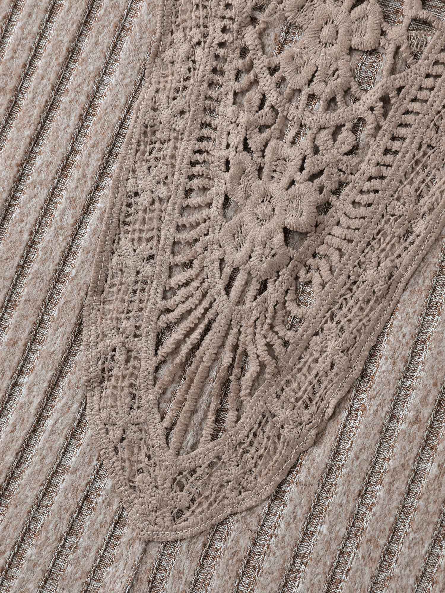 Lace Cut-Out Back Stretchy Knit Midi Dress - Image 5