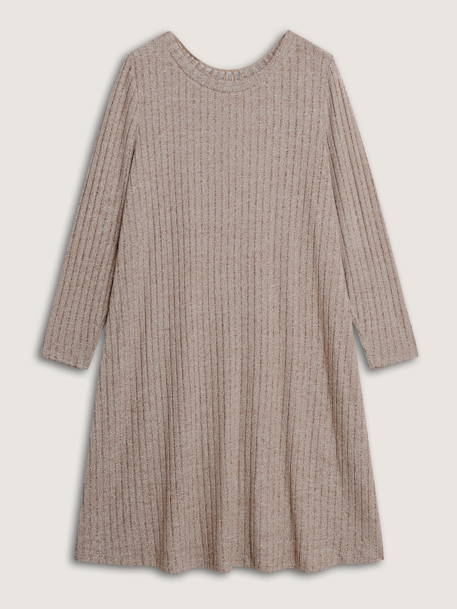 Lace Cut-Out Back Stretchy Knit Midi Dress - Image 6