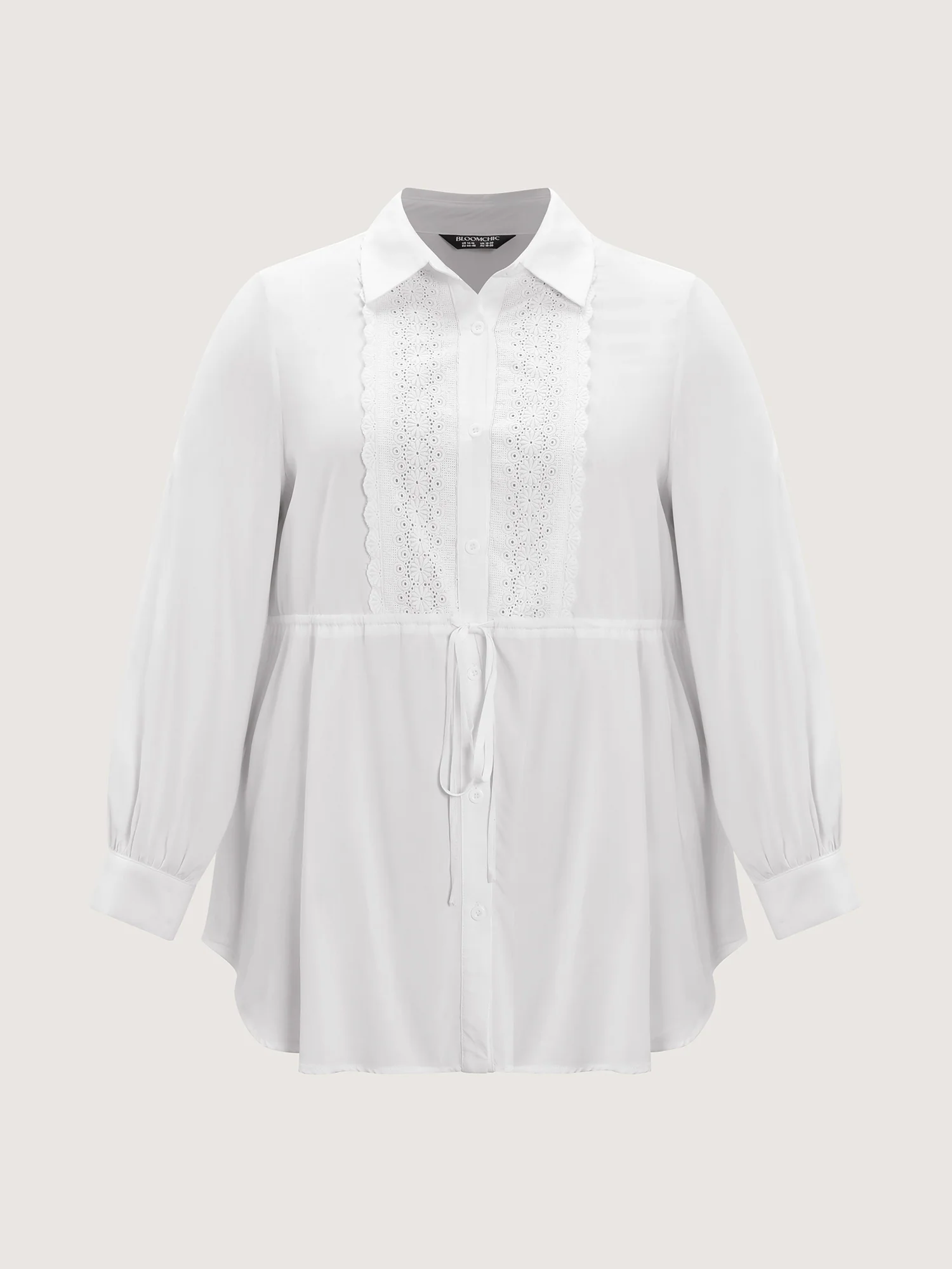 Lace Cut-Out Drawstring Waist Blouse - Image 7
