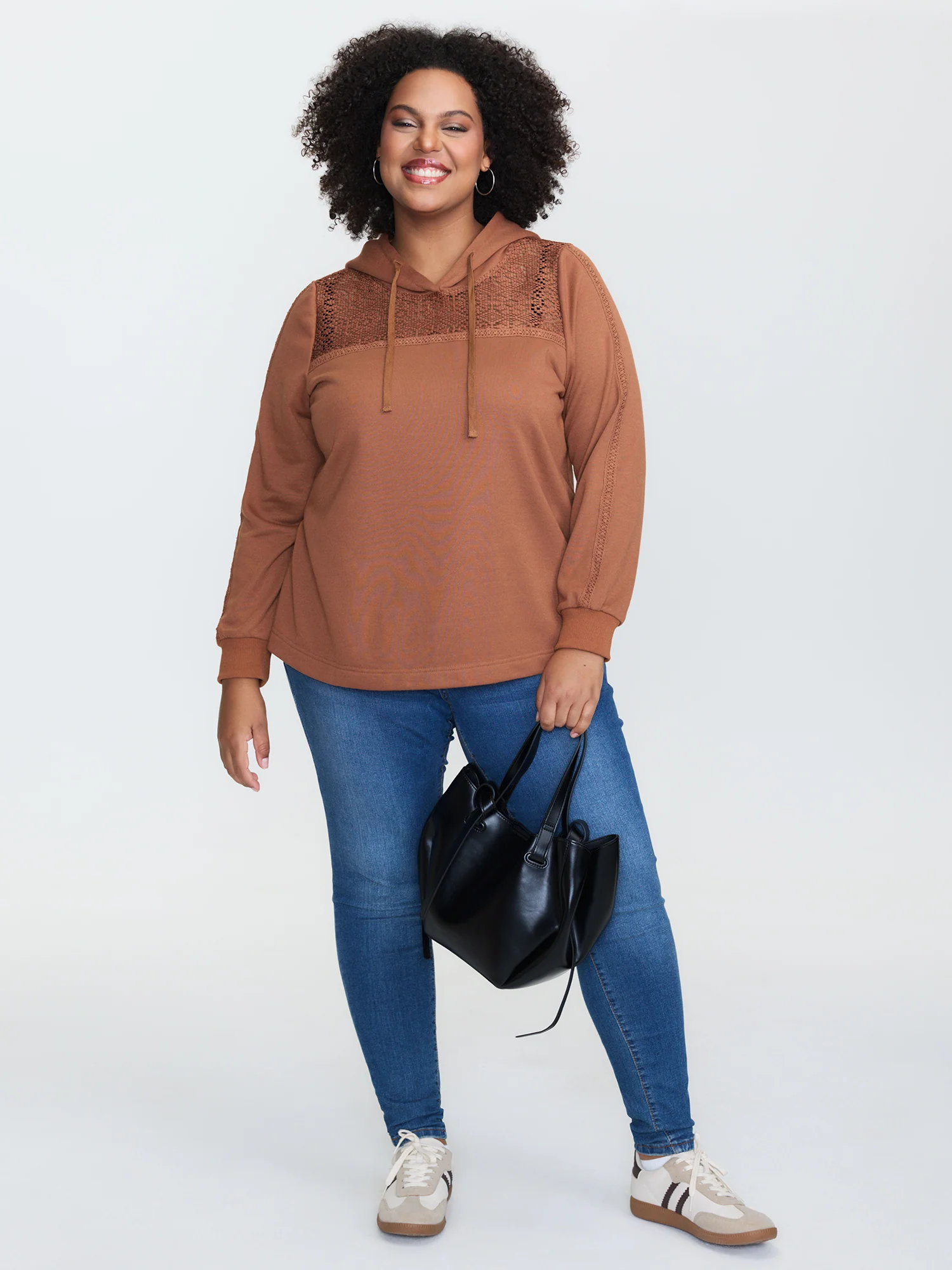 Lace Cut-Out Neckline Hoodie - Image 3