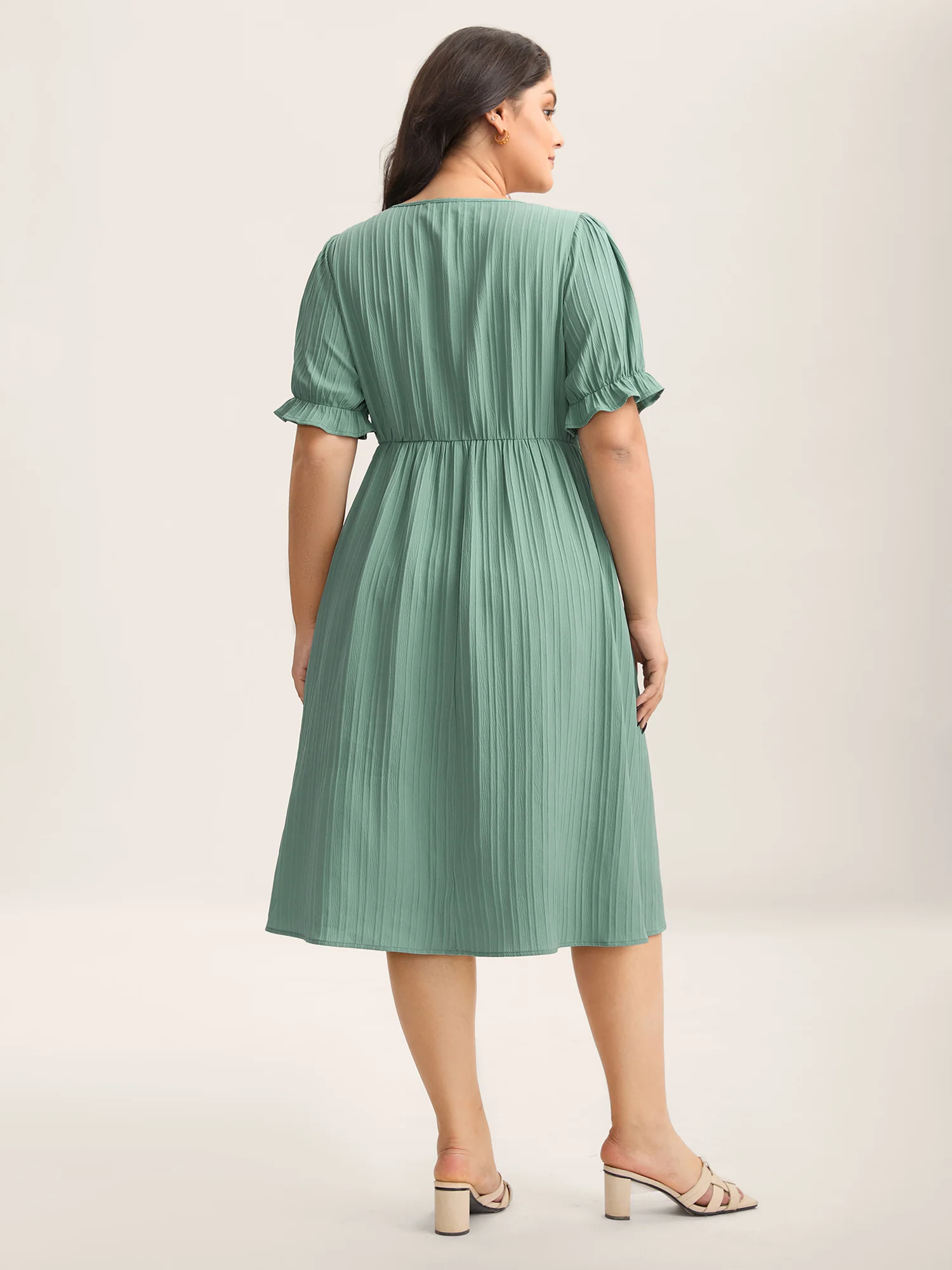 Lace Cut-Out Pockets Midi Dress - Image 4