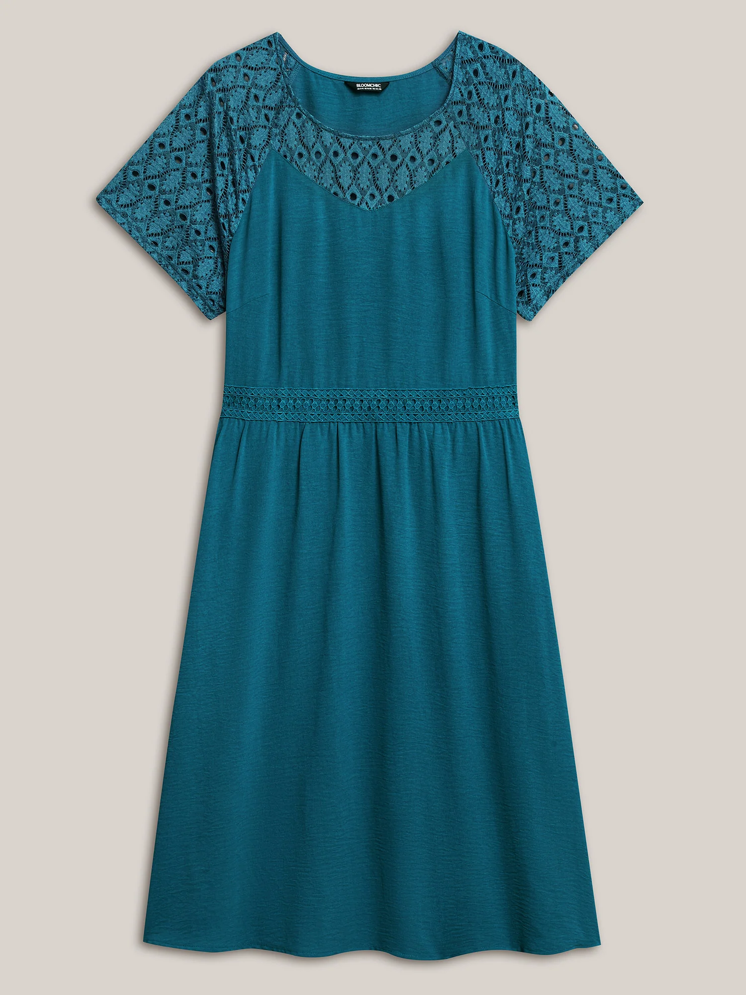 Lace Cut-Out Raglan Sleeve Pockets Mini Dress - Image 8