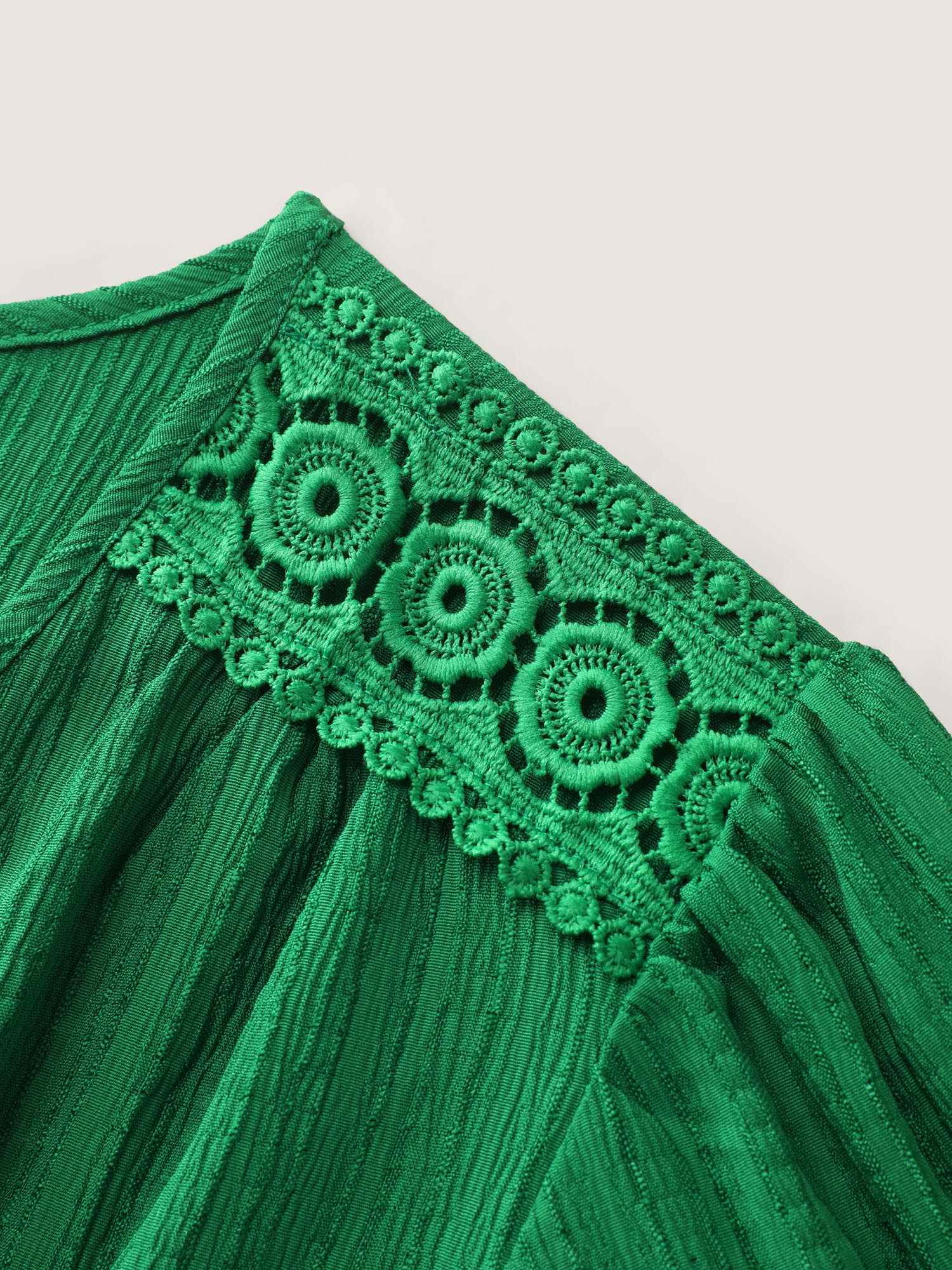 Lace Cut-Out Shirred Solid Maxi Dress - Image 5