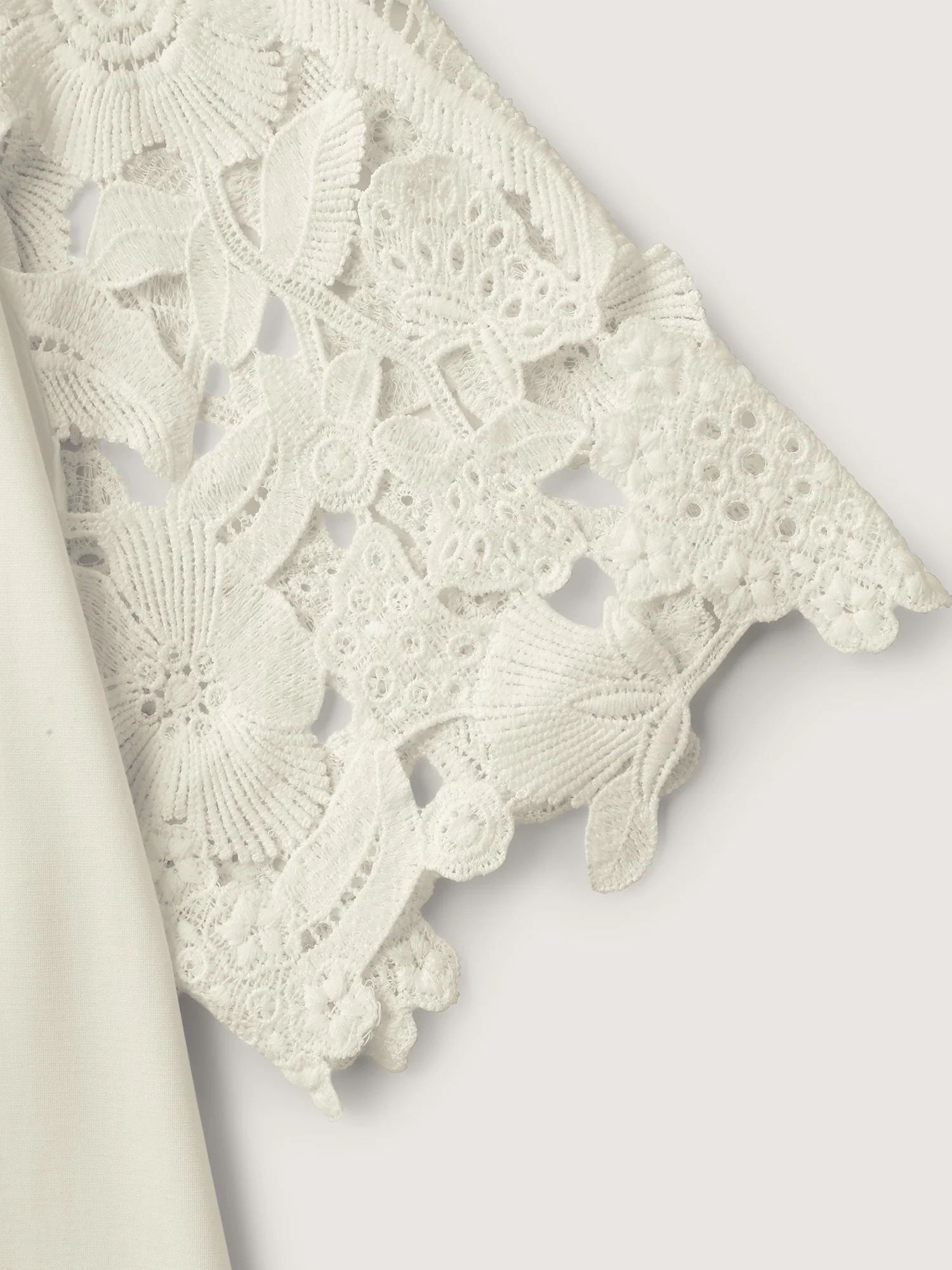 Lace Cut-Out Sleeve Solid T-Shirt - Image 6