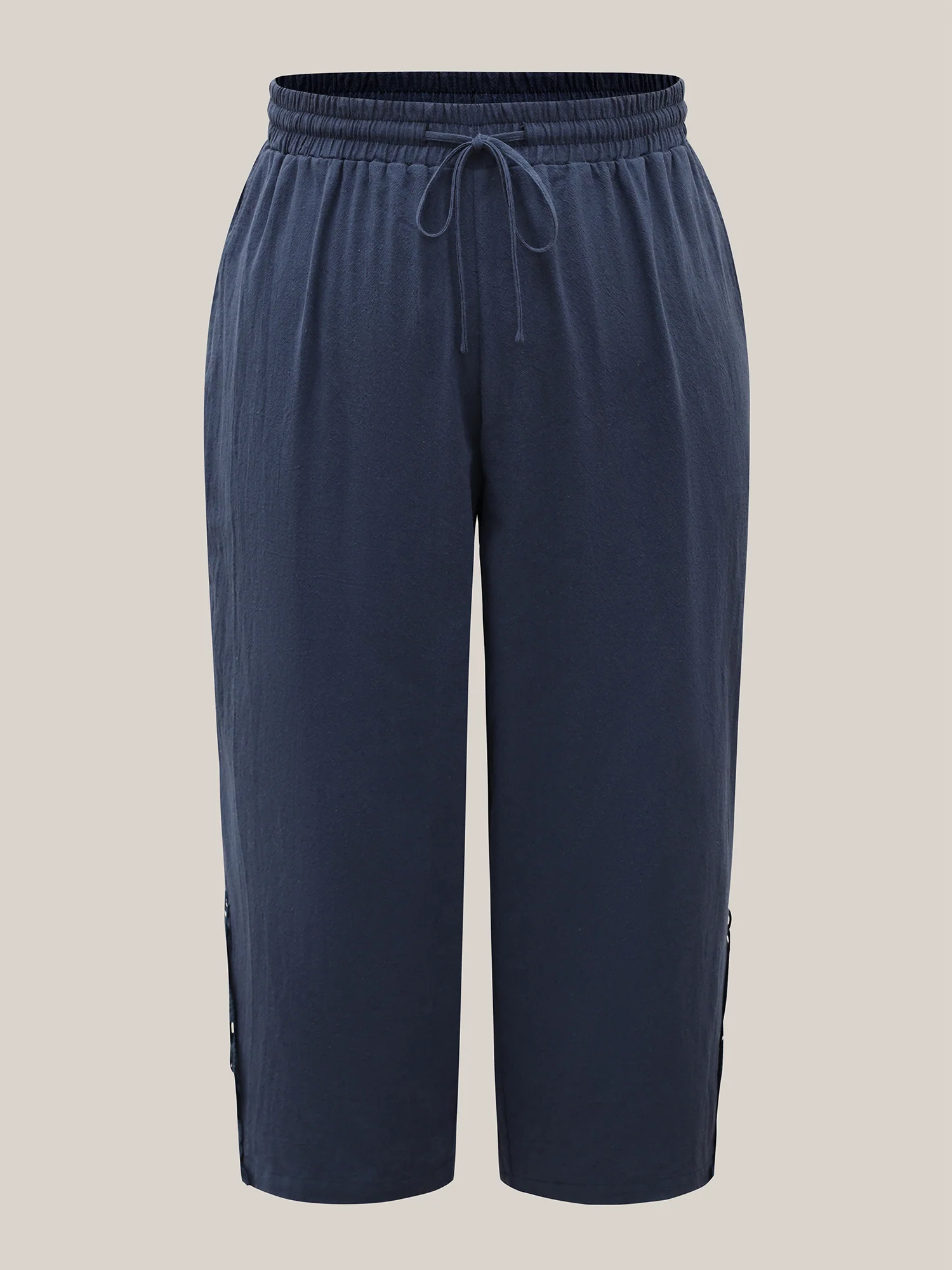 Lace Cut-Out Straight-Leg Plain Pants - Image 9