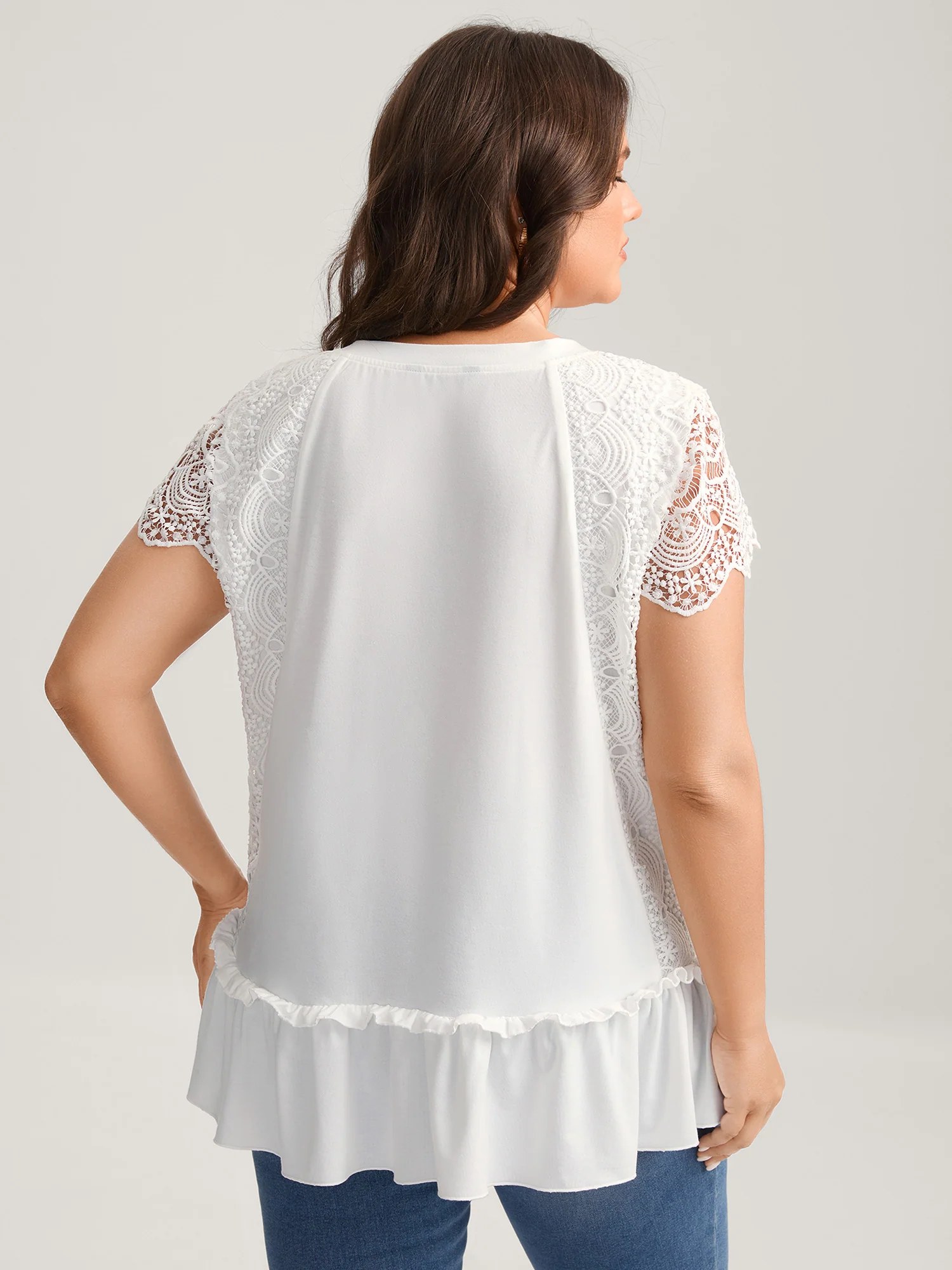 Lace Cut-Out Tiered Plain Top - Image 4