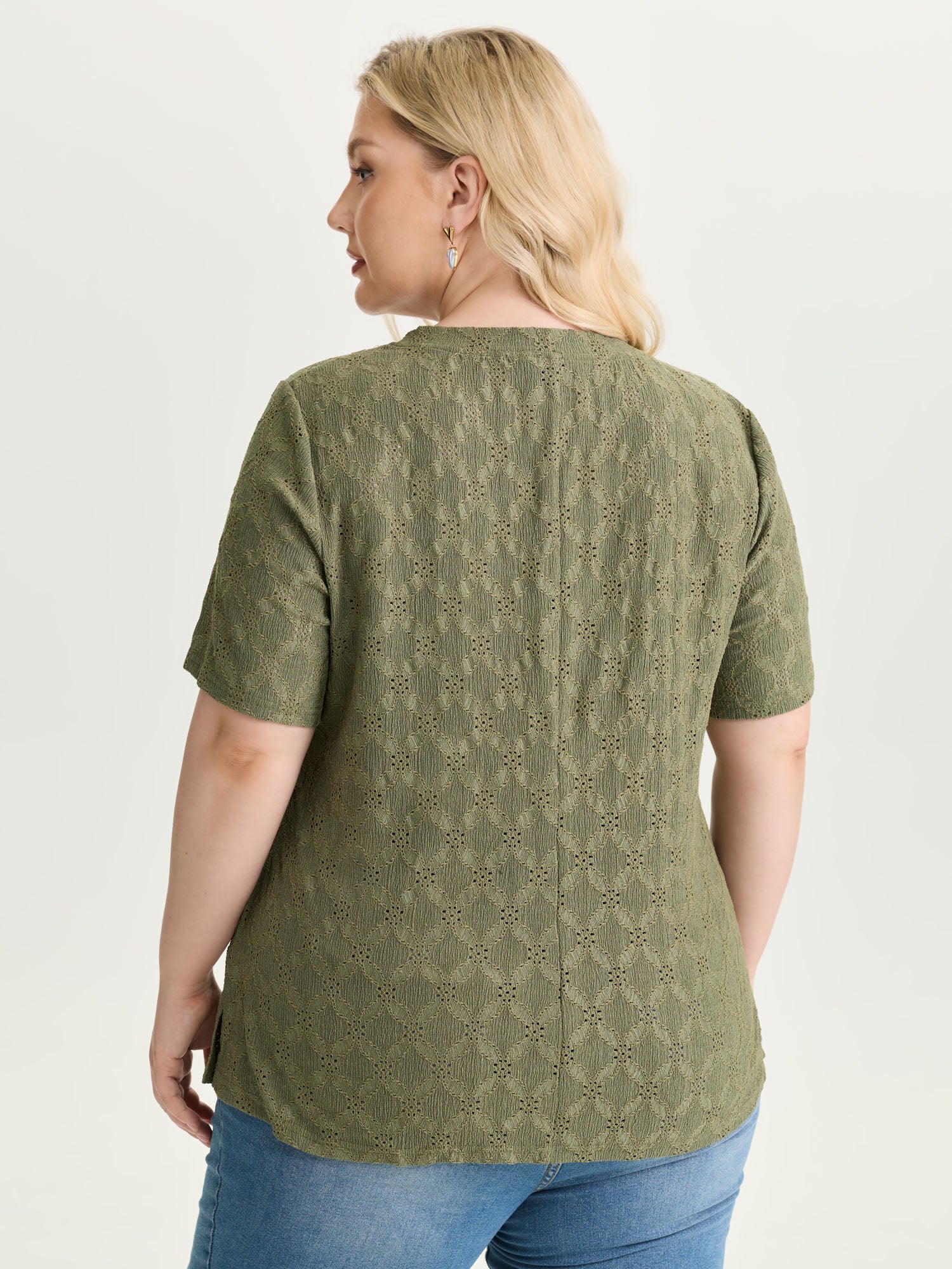 Lace Cut-Out Trim Neck-Tie T-Shirt - Image 4