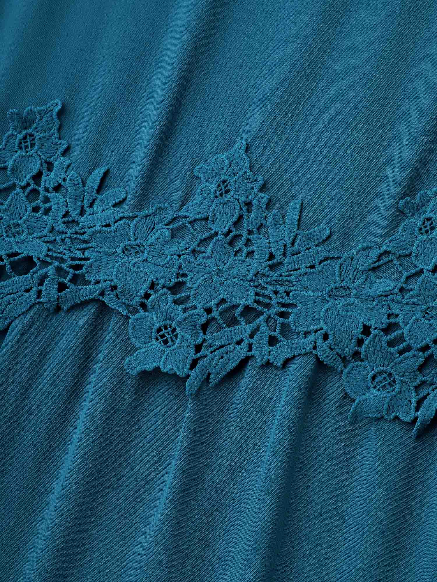 Lace Detail Ruffled Round Neck Blouse - Image 6