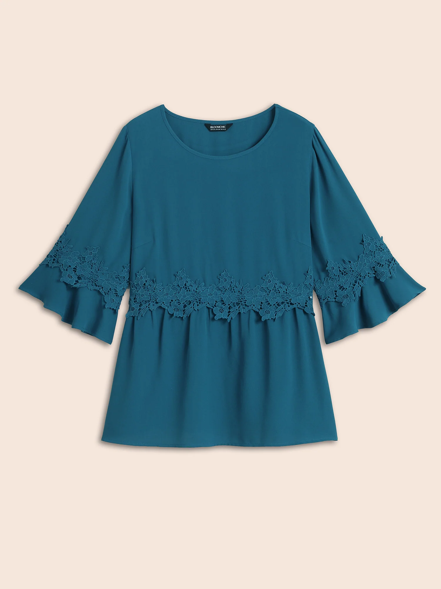 Lace Detail Ruffled Round Neck Blouse - Image 7