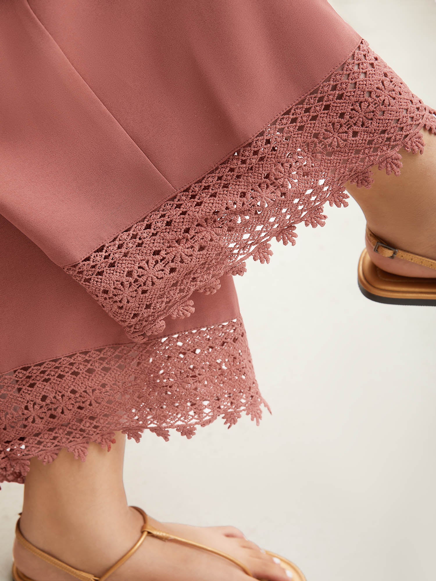 Lace Hem Wide-Leg Pocket Pants - Image 2