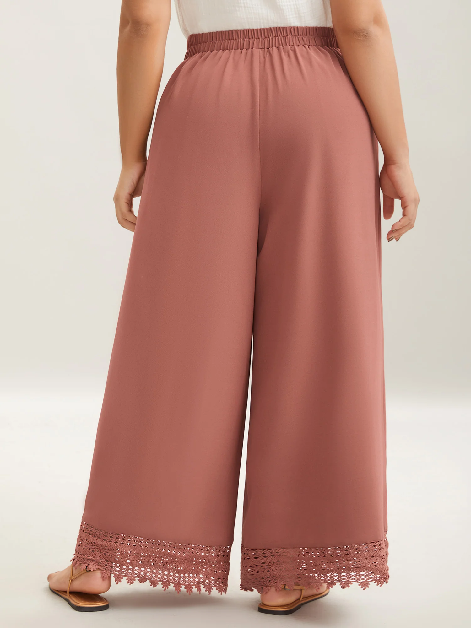 Lace Hem Wide-Leg Pocket Pants - Image 4