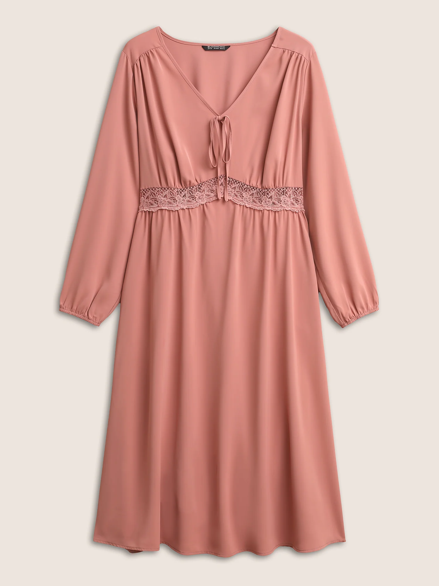 Lace Insert Pocket Bowknot Hollow Out Dress - Image 7