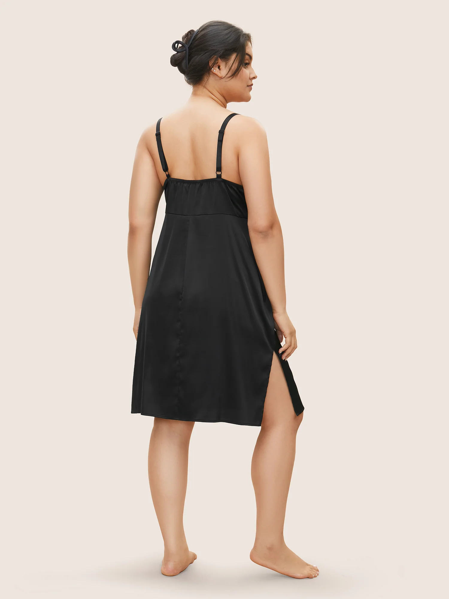 Sheer Lace Twist-Front Split Hem Nightgown - Image 4