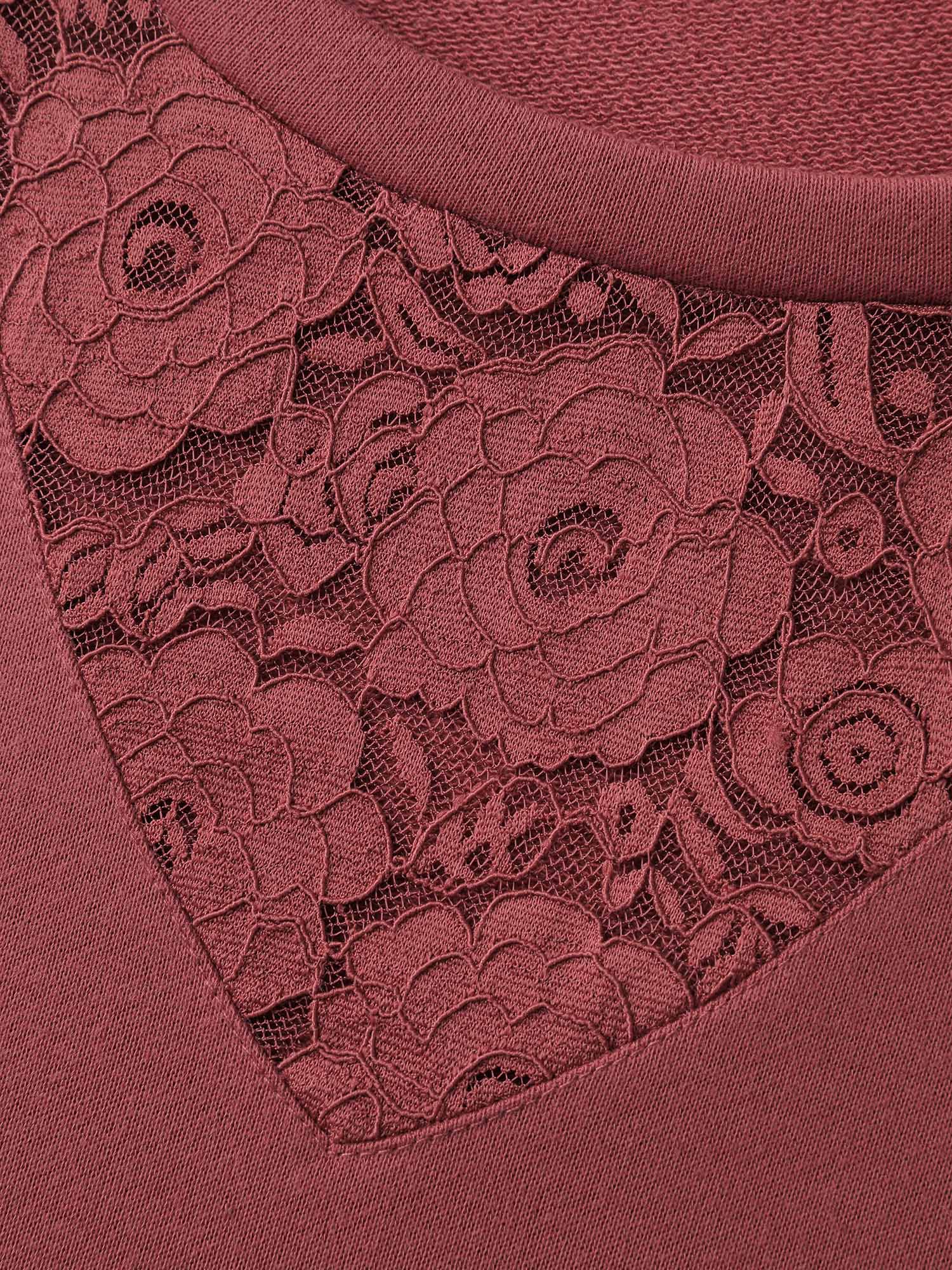 Lace Layered Hem Contrast Sweatshirt - Image 5