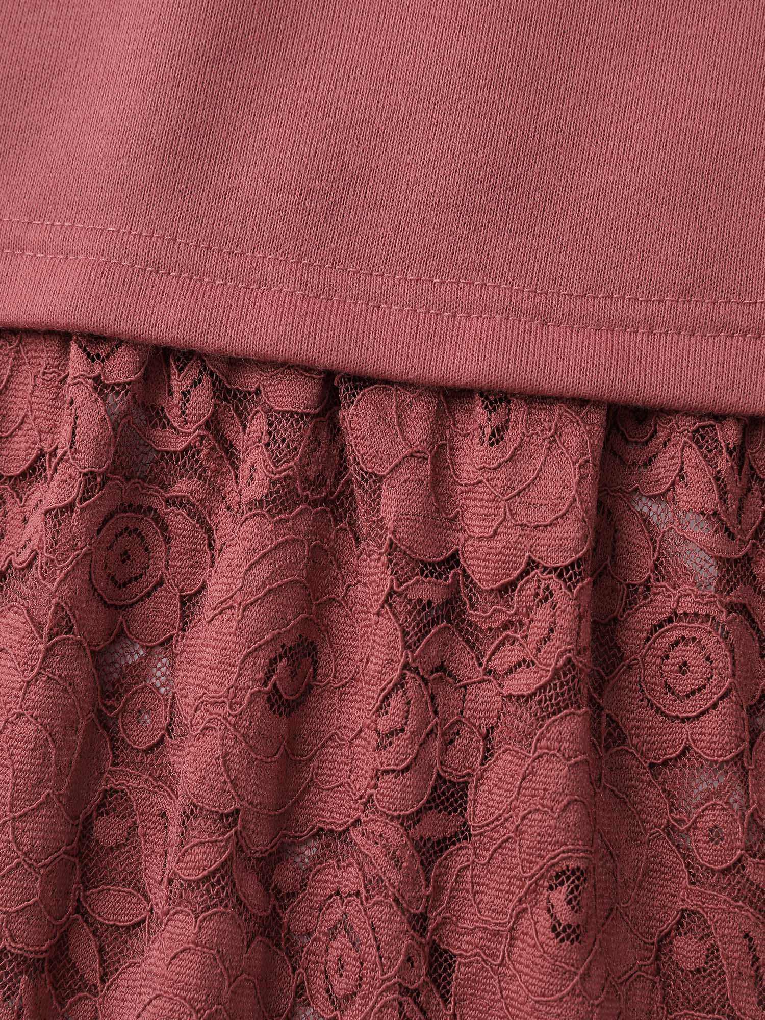 Lace Layered Hem Contrast Sweatshirt - Image 6