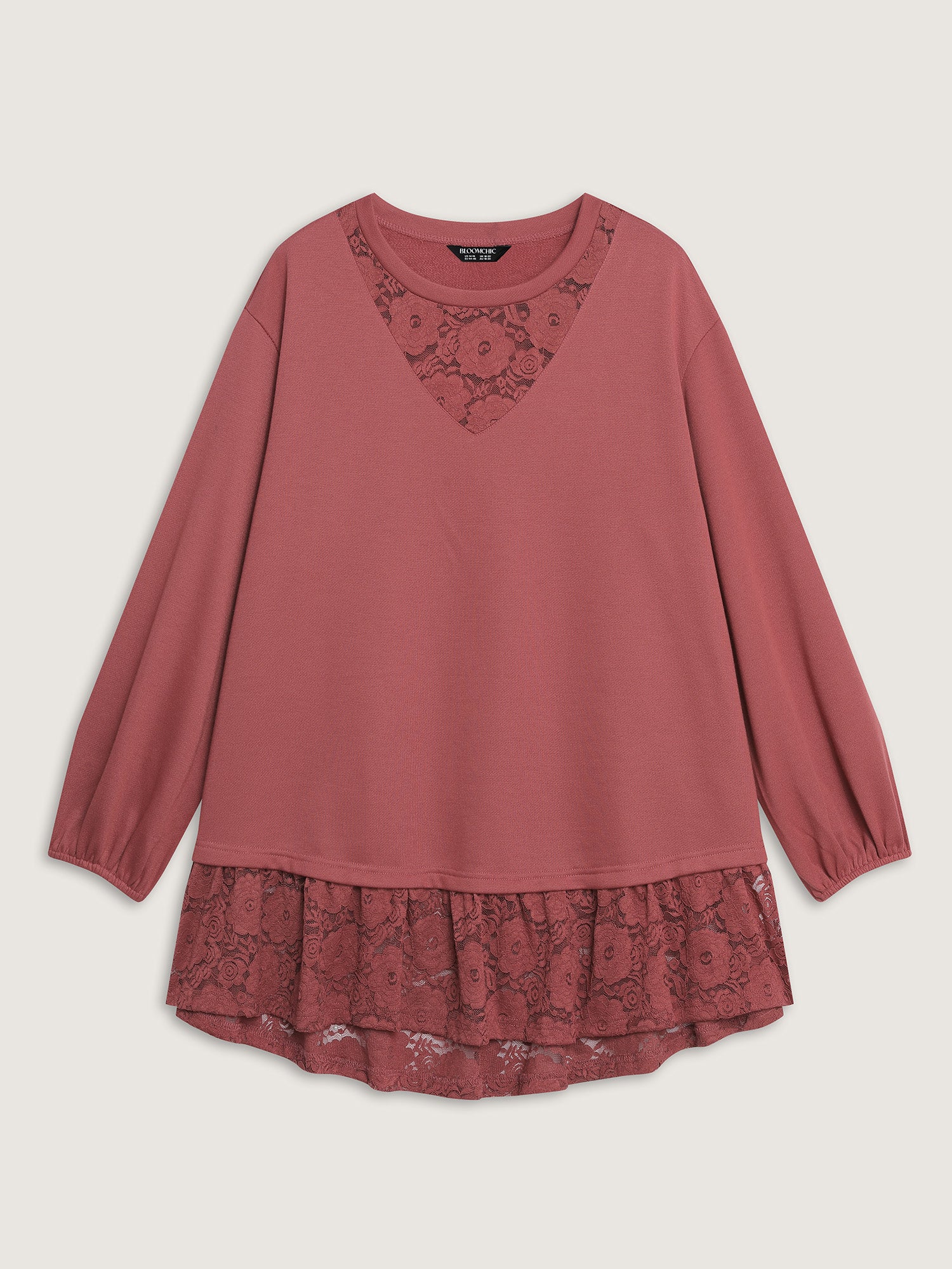 Lace Layered Hem Contrast Sweatshirt - Image 8