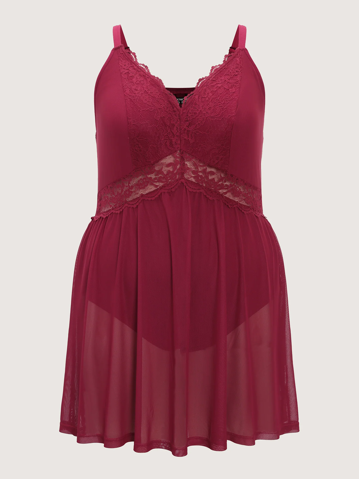Lace Deep V-Neckline Sheer Nightgown - Image 5